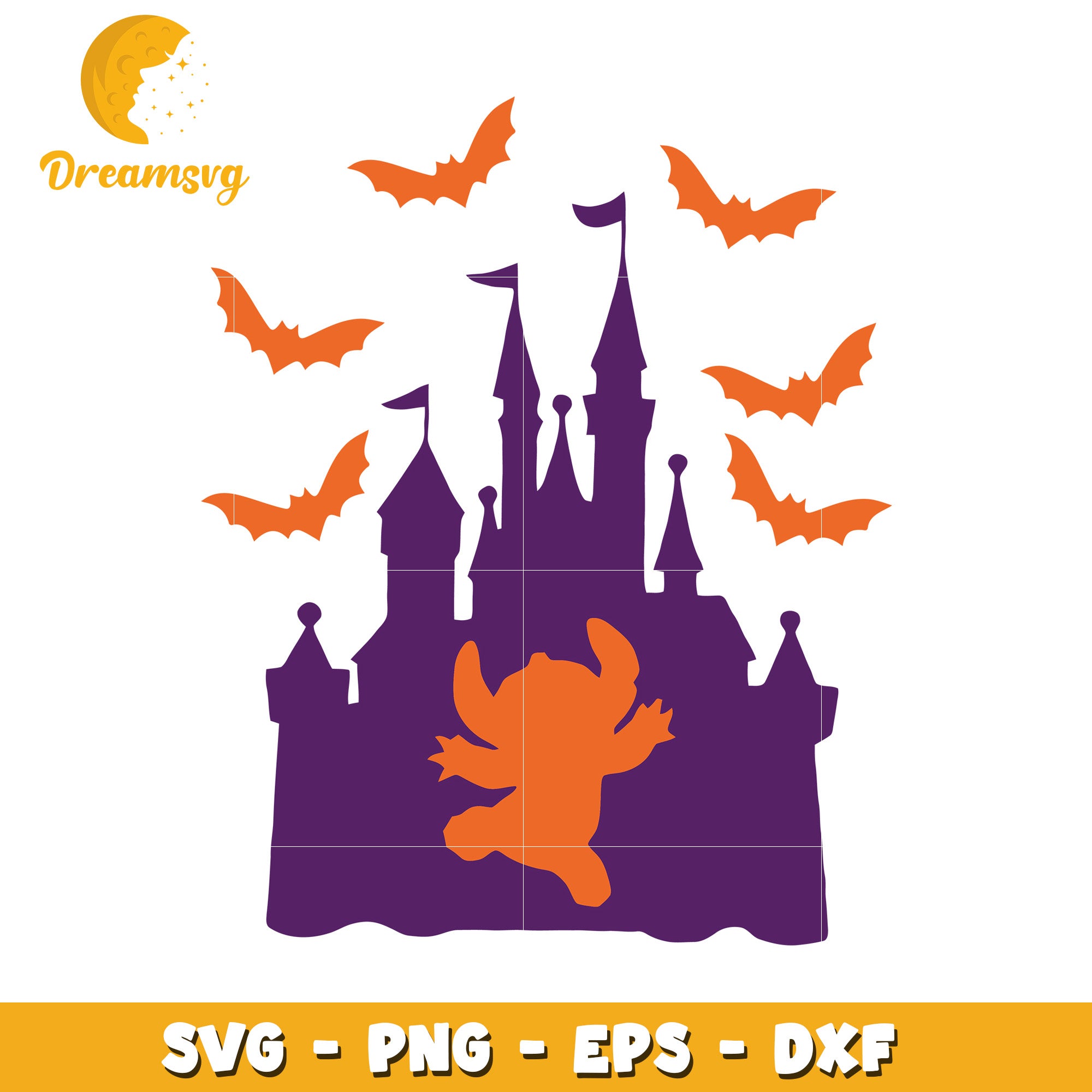 Disney Stitch halloween castle svg, Disney friends halloween vibes svg