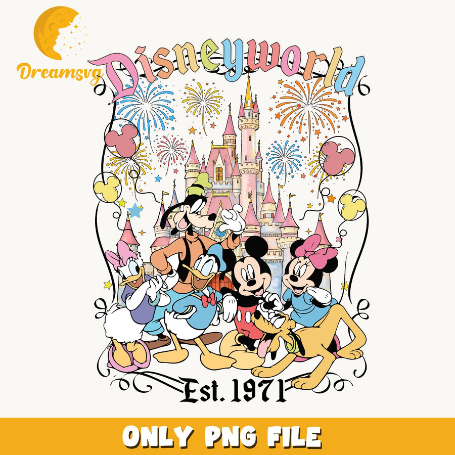 Disney World Est 1971 PNG, Mickey And Friends PNG, Castle PNG