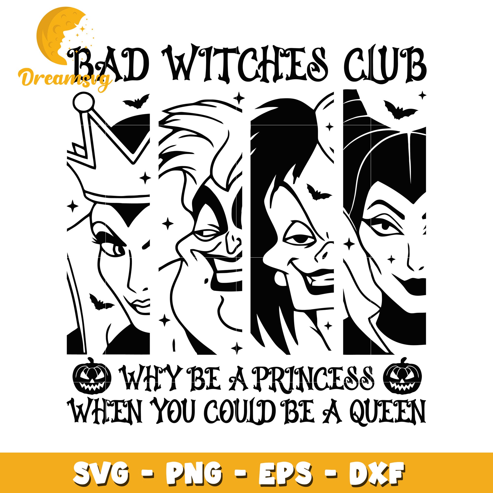 Disney bad witches club svg, Disney friends halloween vibes svg