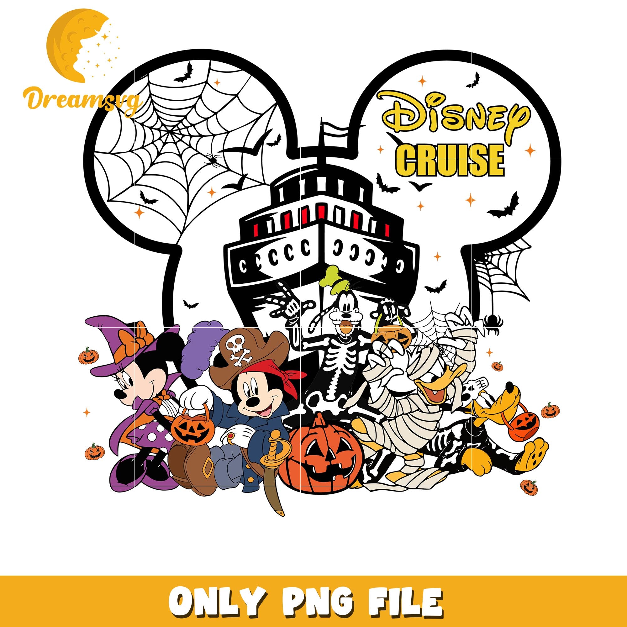 Disney cruise halloween Mickey friends png, Disney cartoon halloween friends png