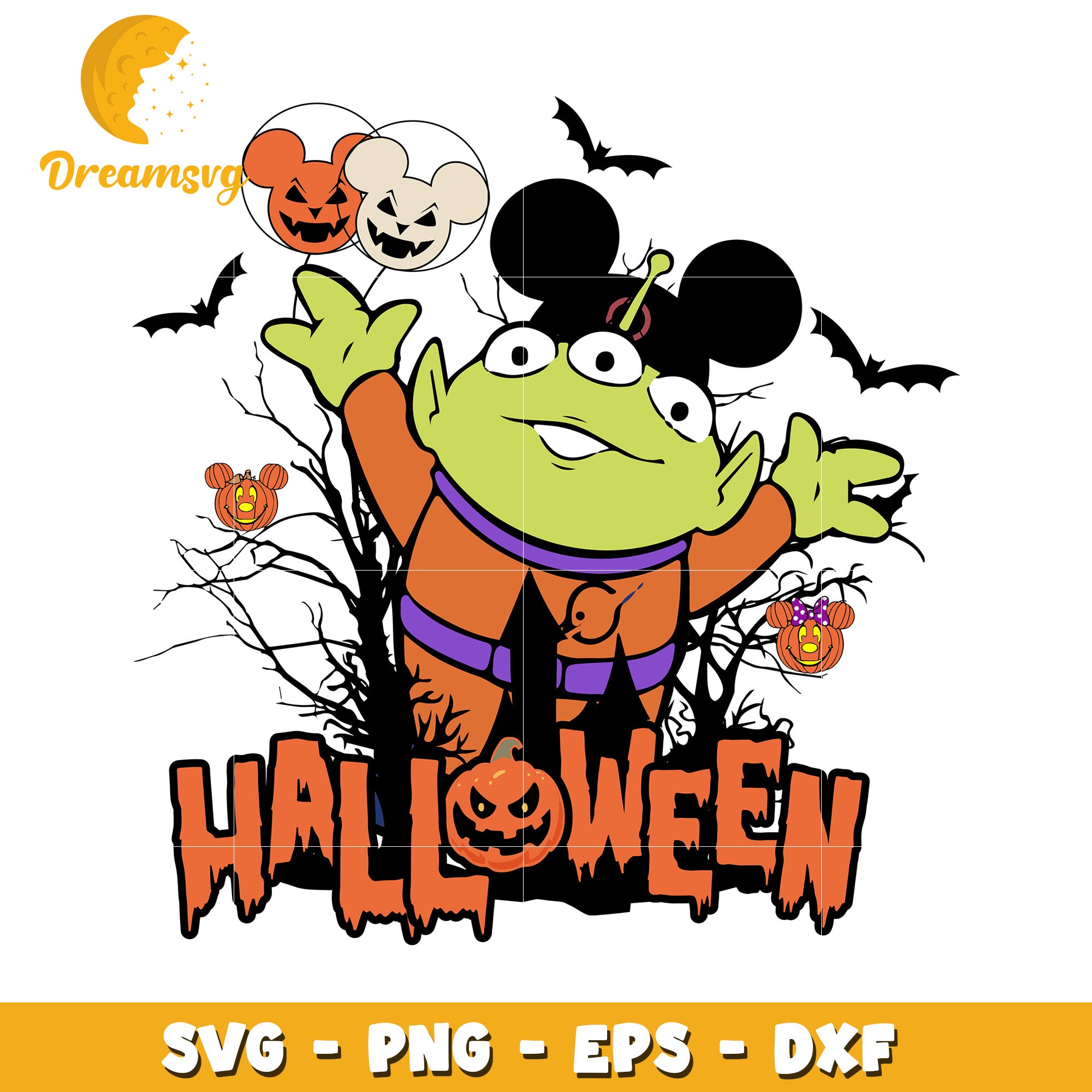 Disney halloween Mickey Aliens svg, Disney friends halloween vibes svg