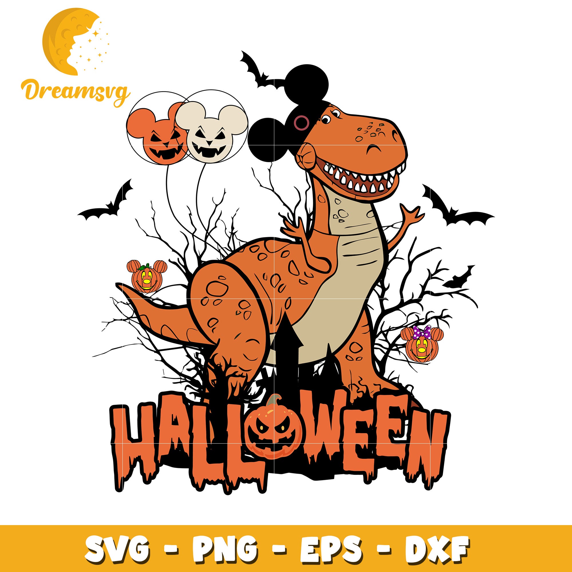 Disney halloween Mickey Trex svg, Disney friends halloween vibes svg