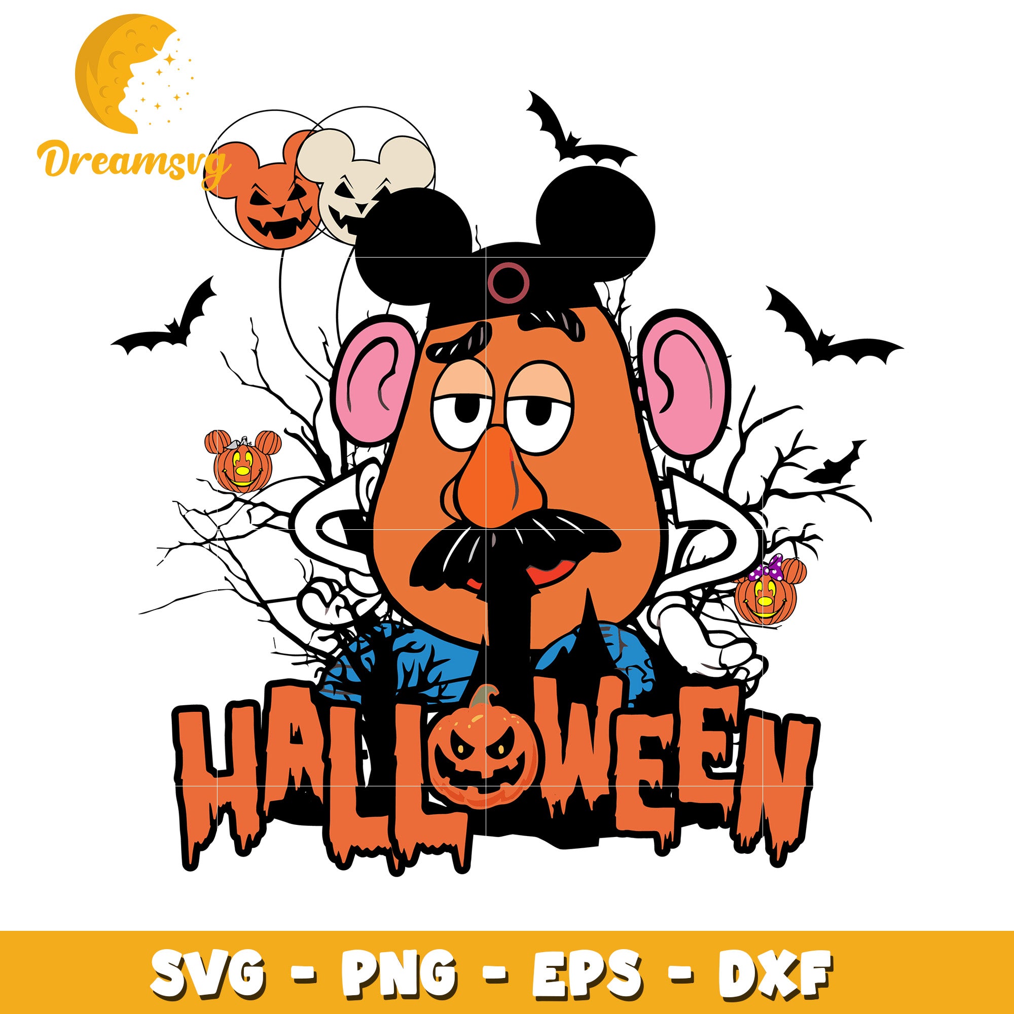 Disney halloween Mr Potato svg, Disney friends halloween vibes svg