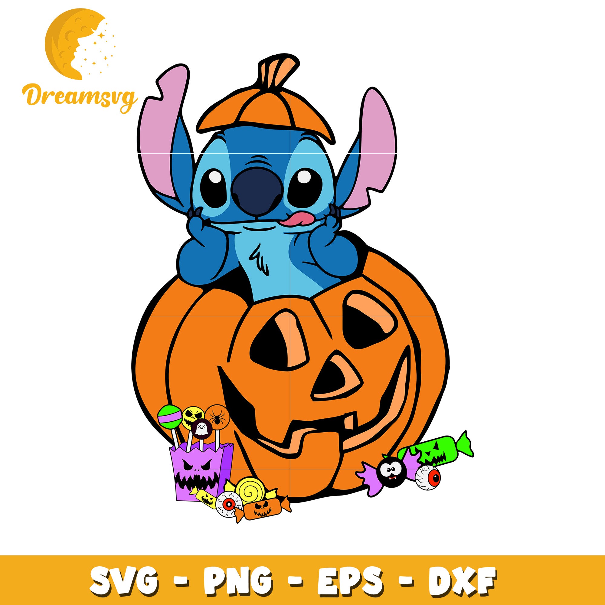Disney halloween Stitch pumpkin svg, Disney friends halloween vibes svg