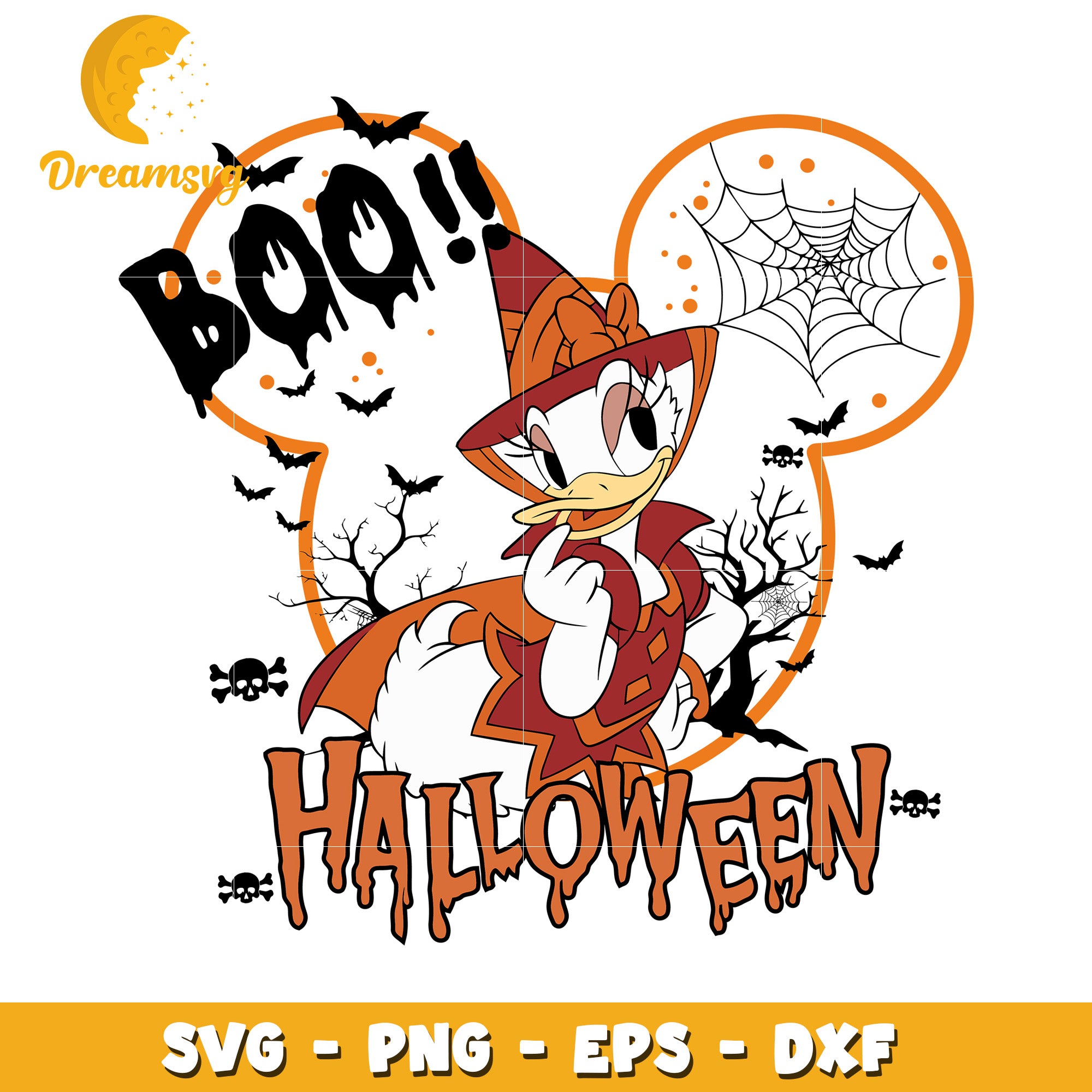 Disney halloween boo Daisy duck svg, Disney friends halloween vibes svg
