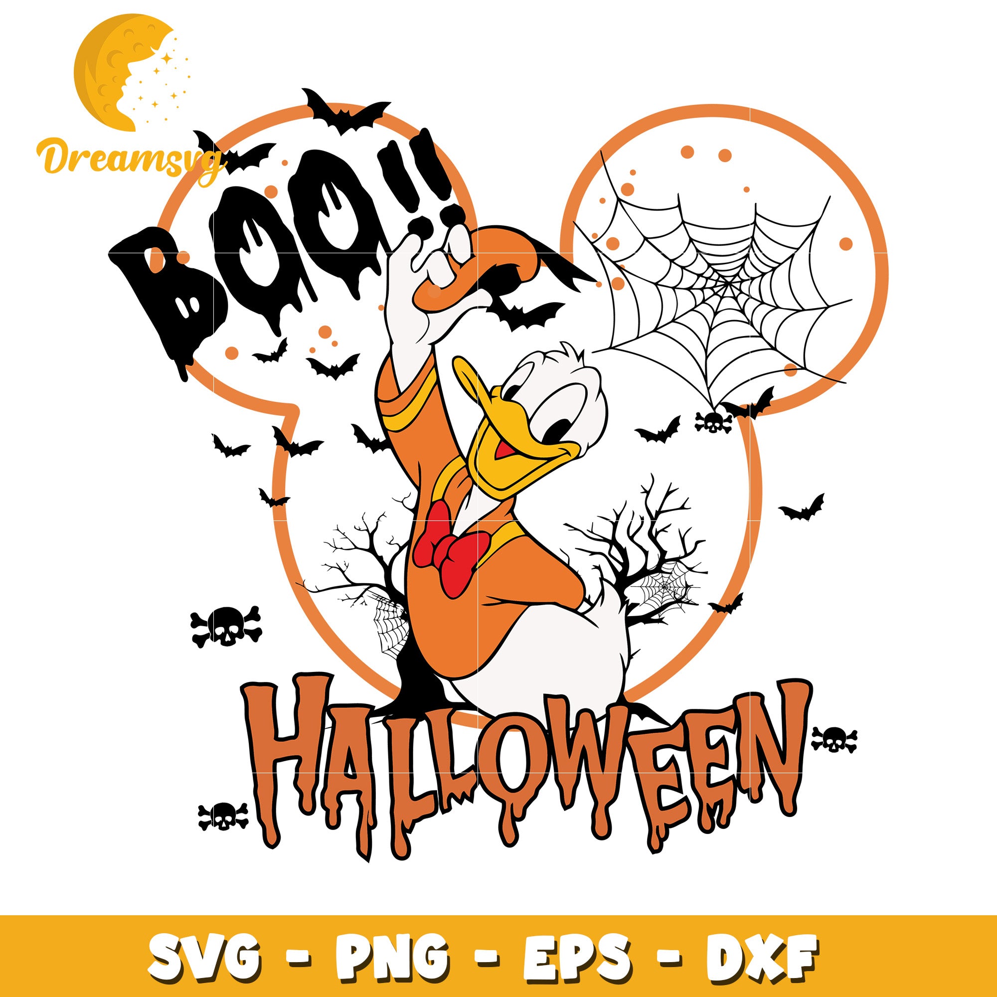 Disney halloween boo Donald duck svg, Disney friends halloween vibes svg
