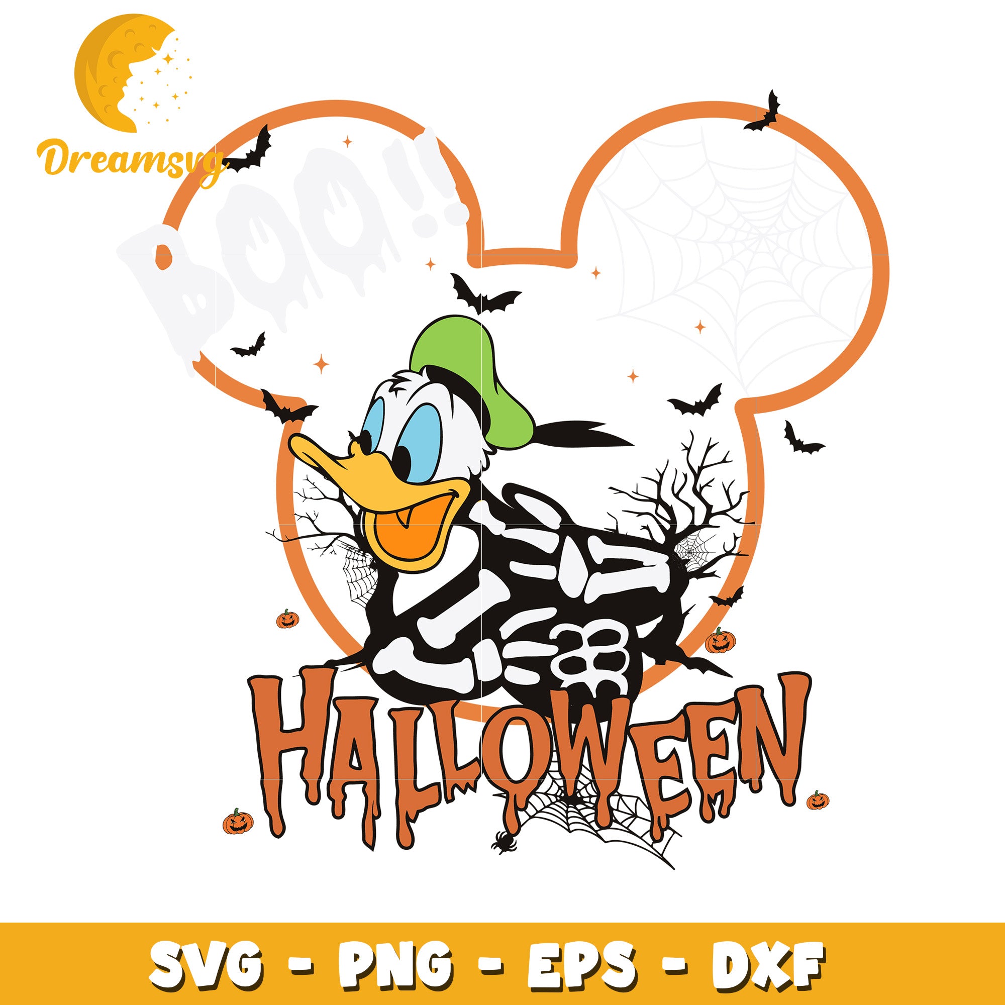 Disney halloween boo Donald duck svg, Disney halloween vibes svg