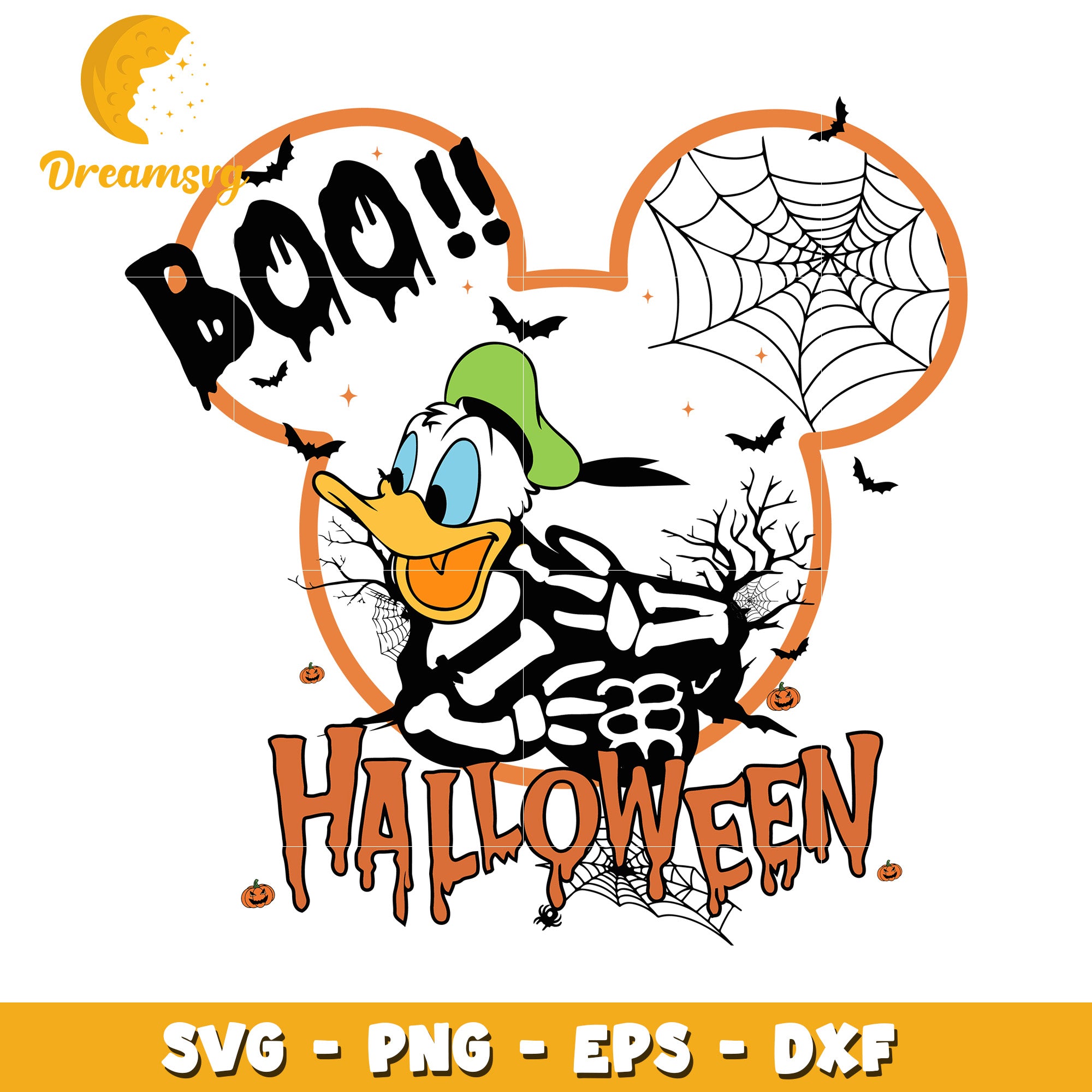Disney halloween boo Donald svg, Disney friends halloween vibes svg
