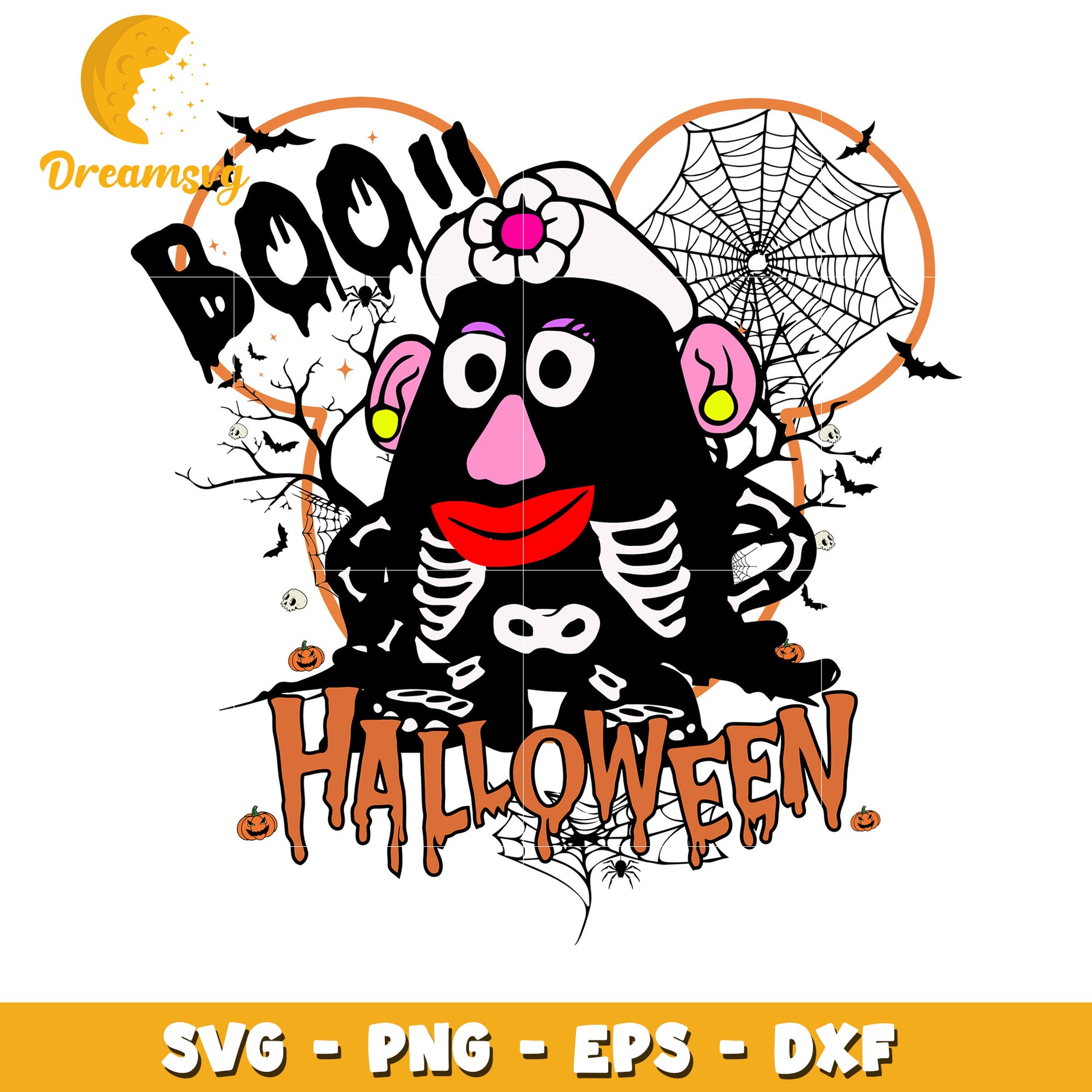 Disney halloween boo Mrs Potato svg, Disney friends halloween vibes svg