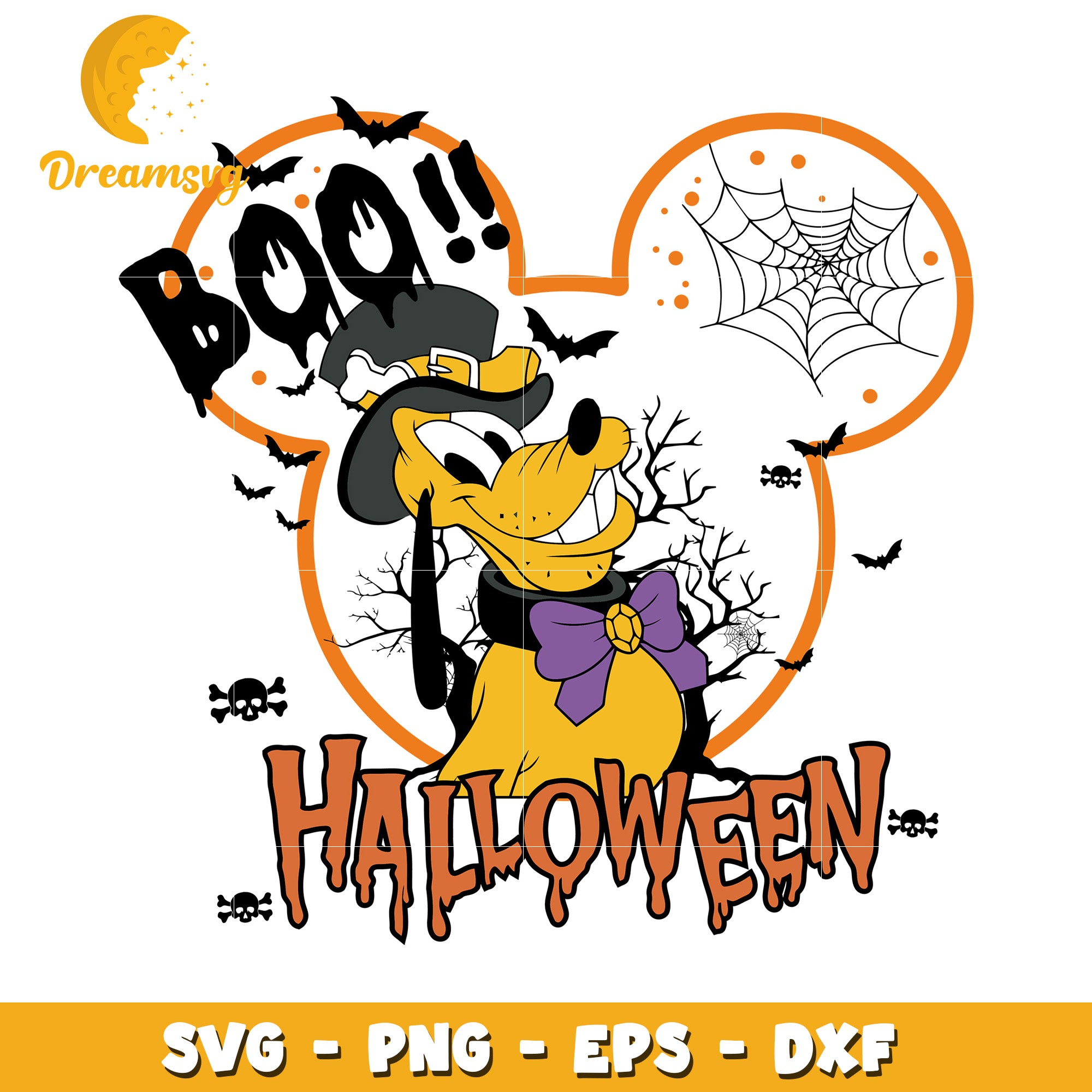 Disney halloween boo Pluto dog svg, Disney friends halloween vibes svg
