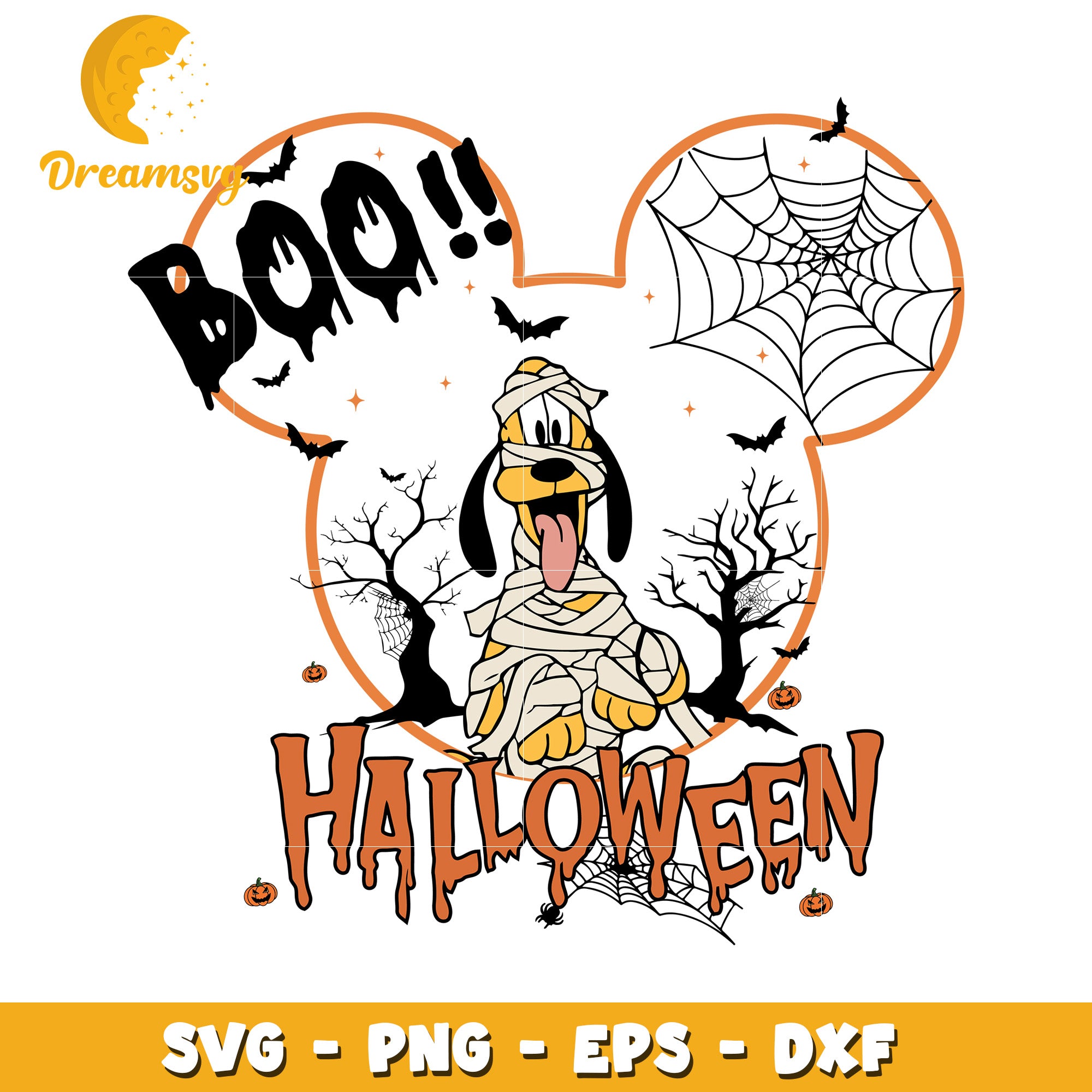 Disney halloween boo Pluto svg, Disney friends halloween vibes svg