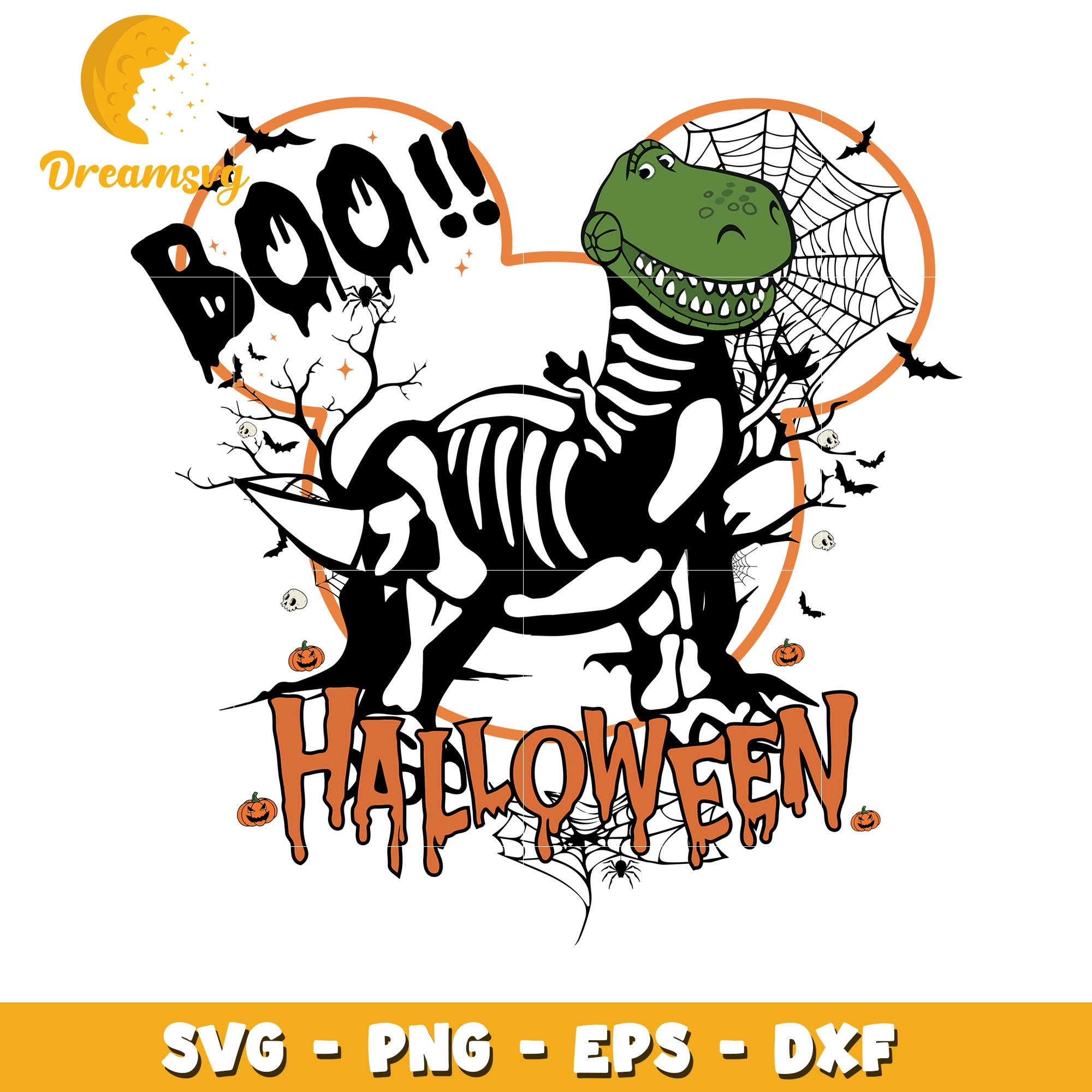 Disney halloween boo Trex svg, Disney friends halloween vibes svg