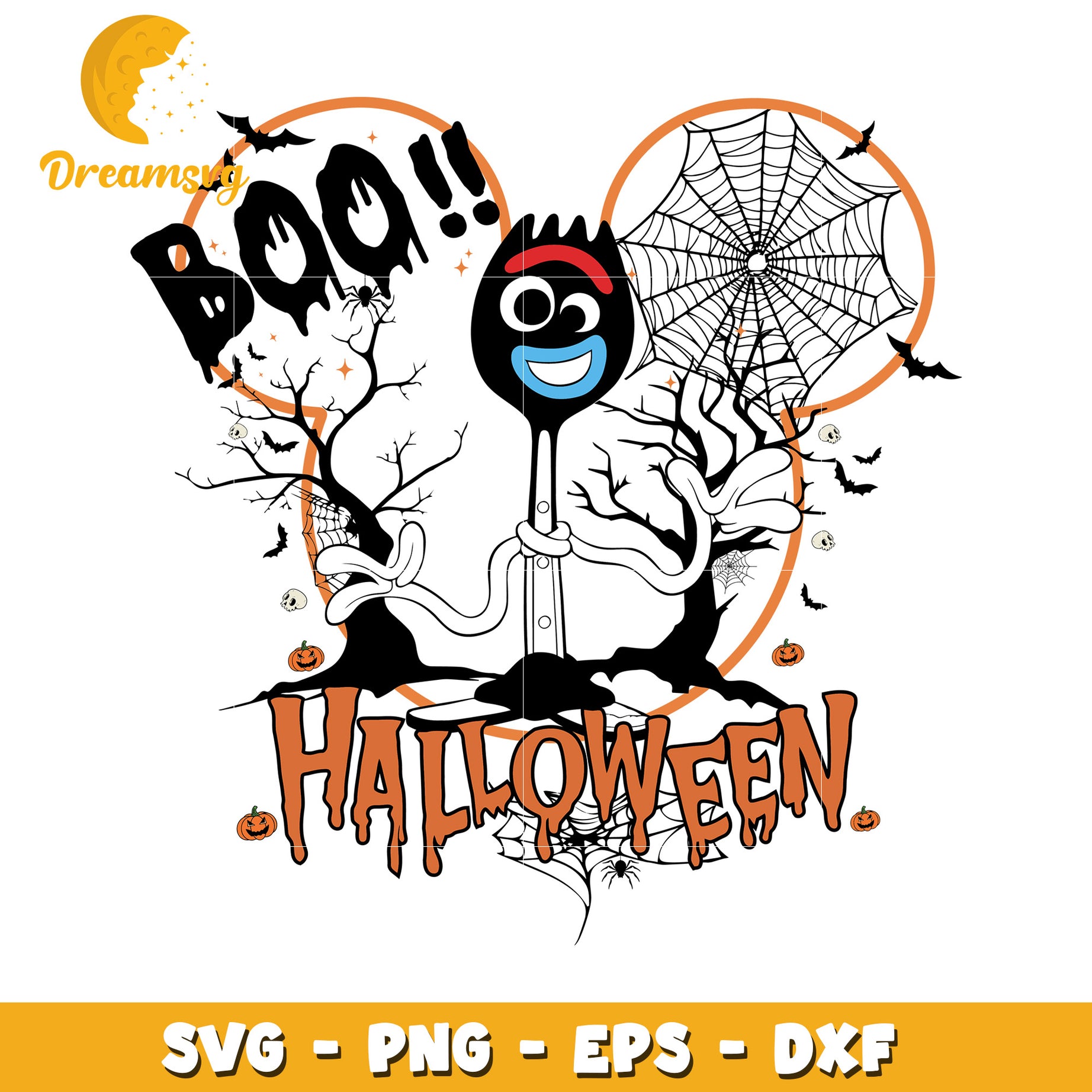 Disney halloween boo spoon, Disney friends halloween vibes svg