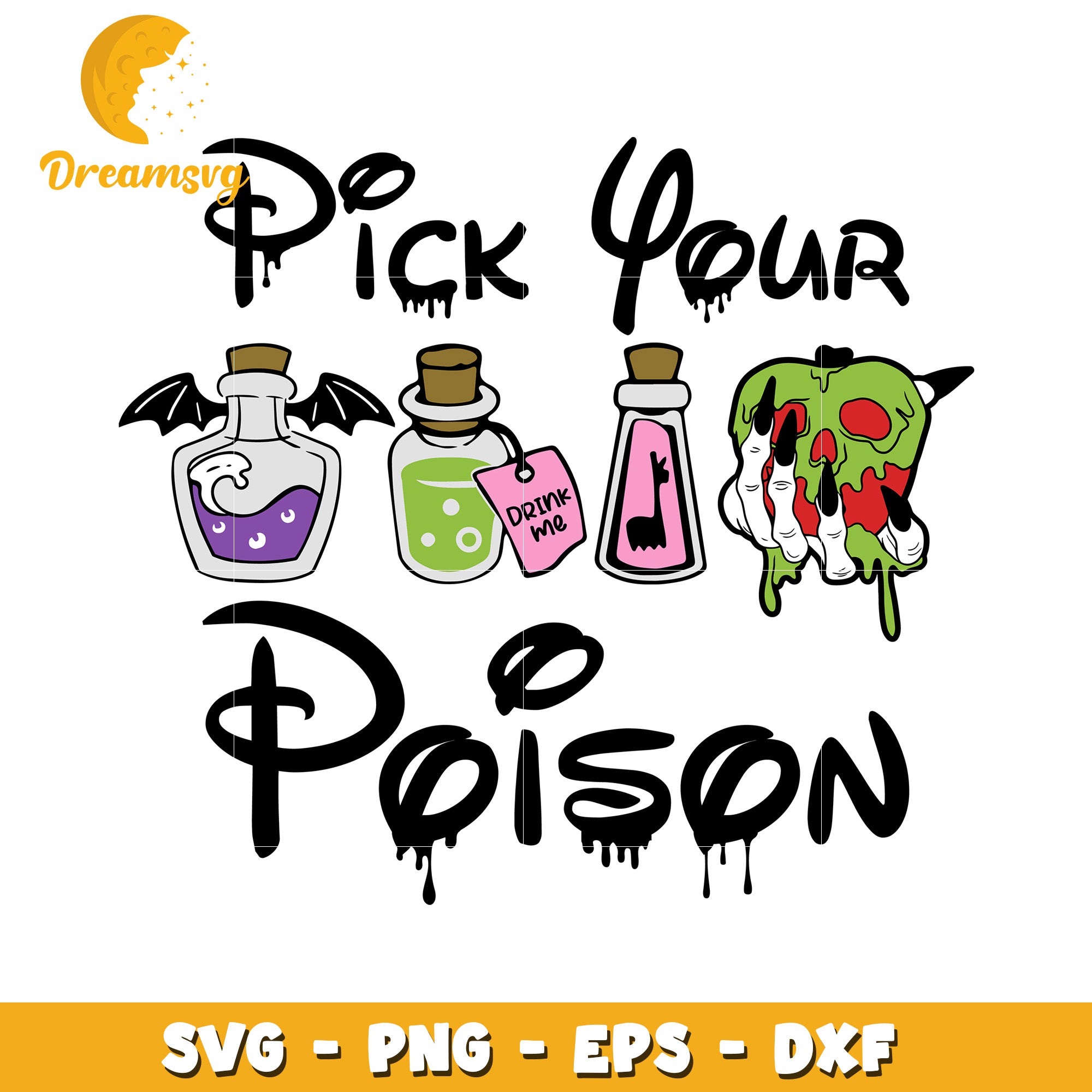 Disney halloween pick your poison svg, Disney movies halloween svg