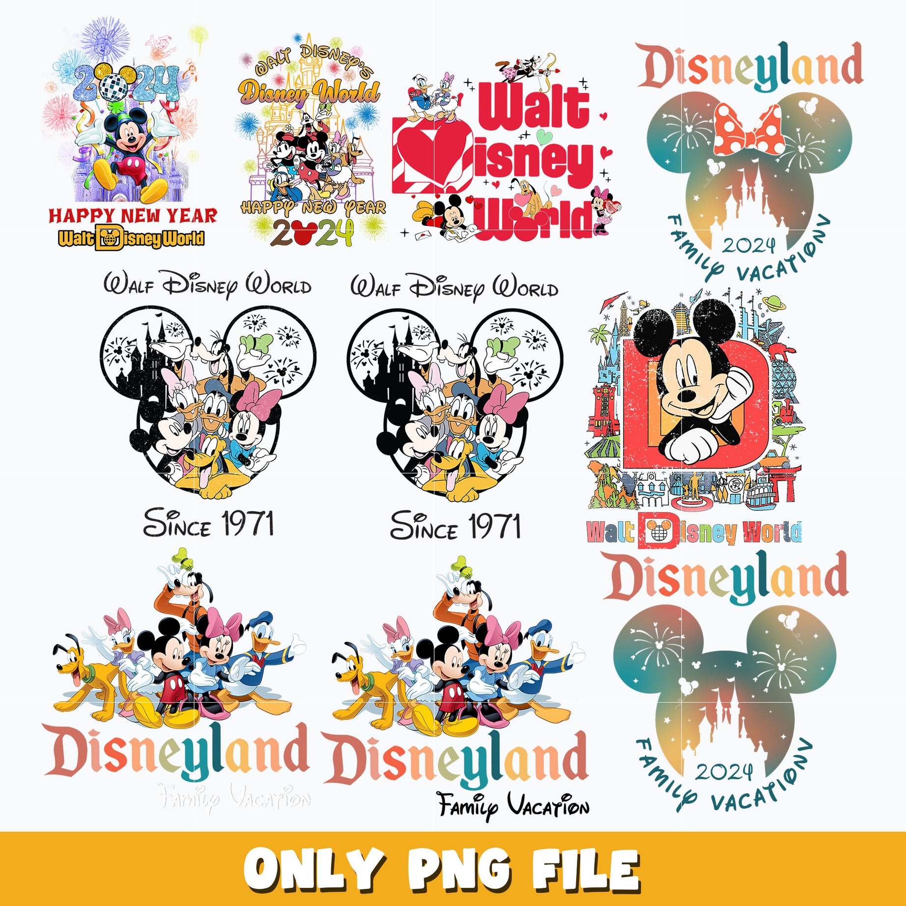 Disneyland family vacation bundle png, Disney png, Digital download