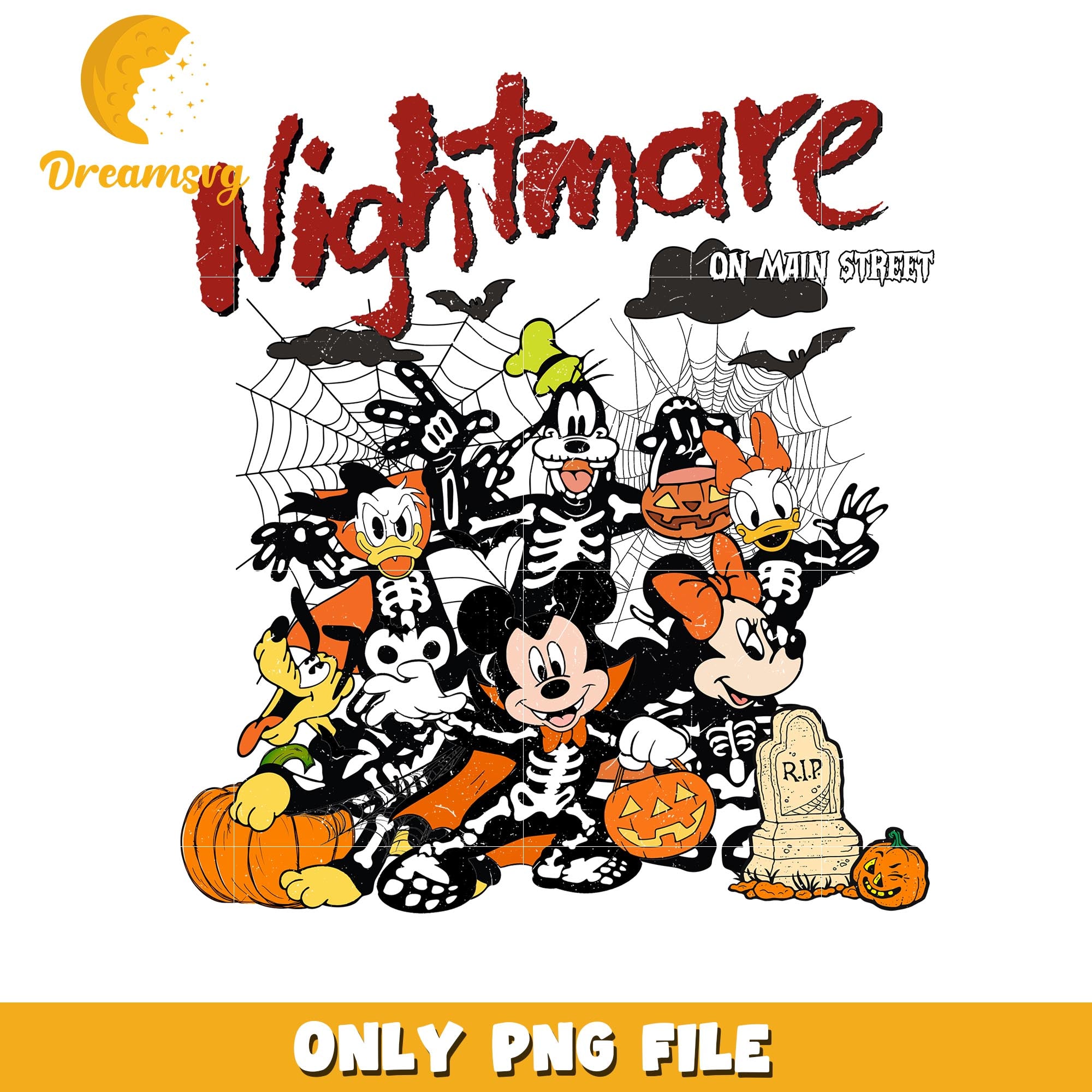 Disney nightmare on main street png, Disney cartoon halloween friends png