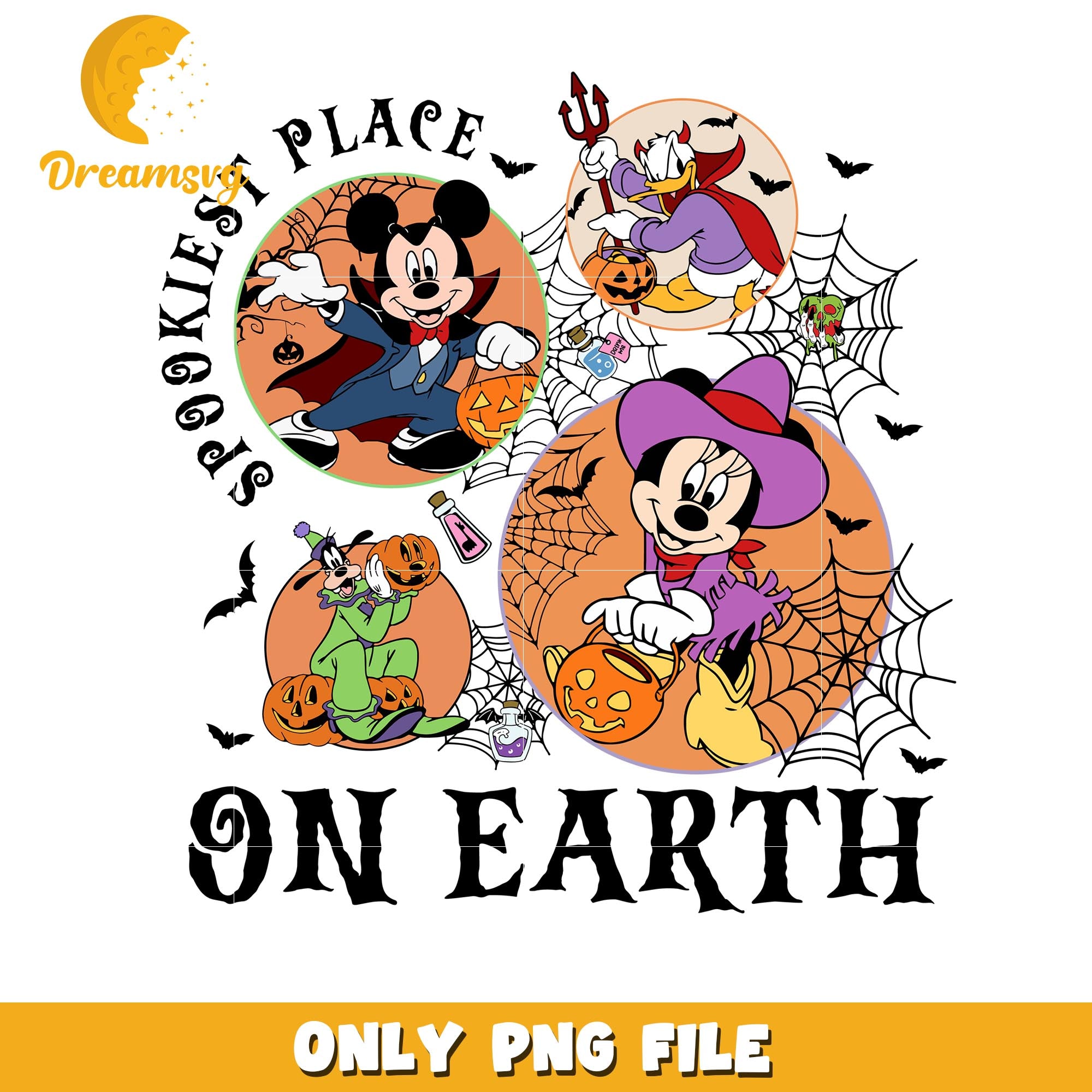 Disney spookiest place on earth png, Disney cartoon halloween friends png