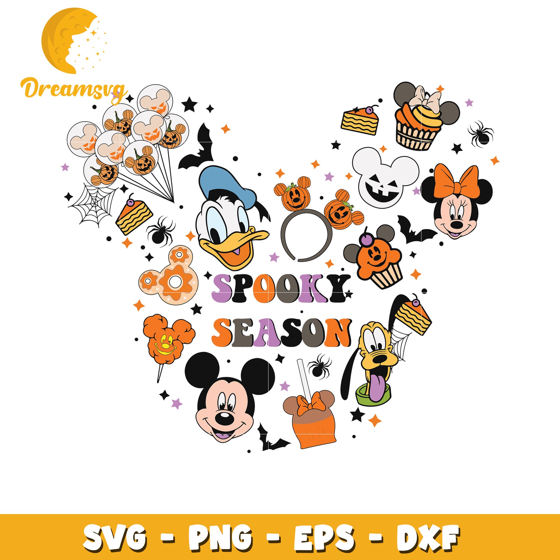 Disney spooky season characters svg, Disney friends halloween vibes svg