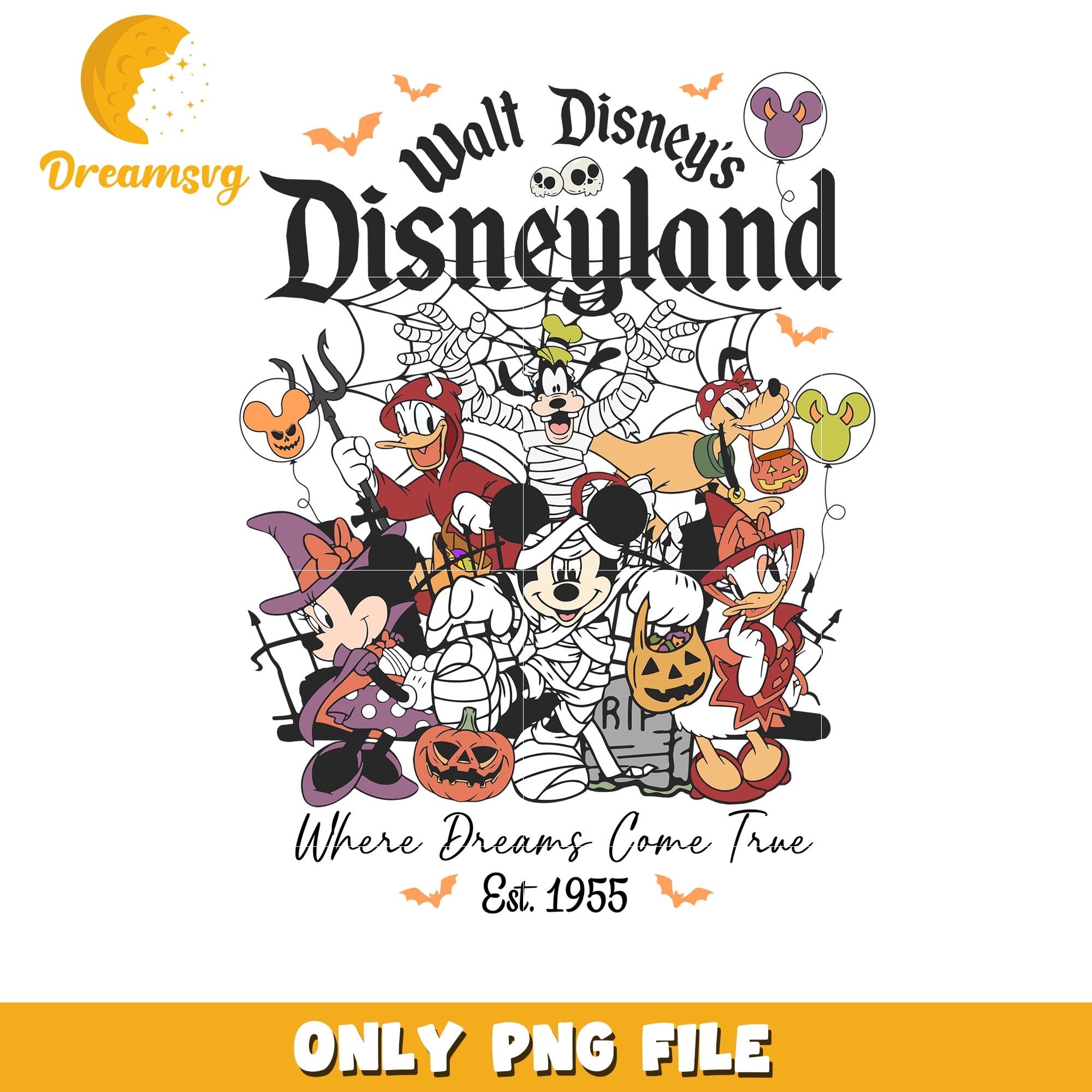 Disney where dreams come true png, Disney cartoon halloween friends png