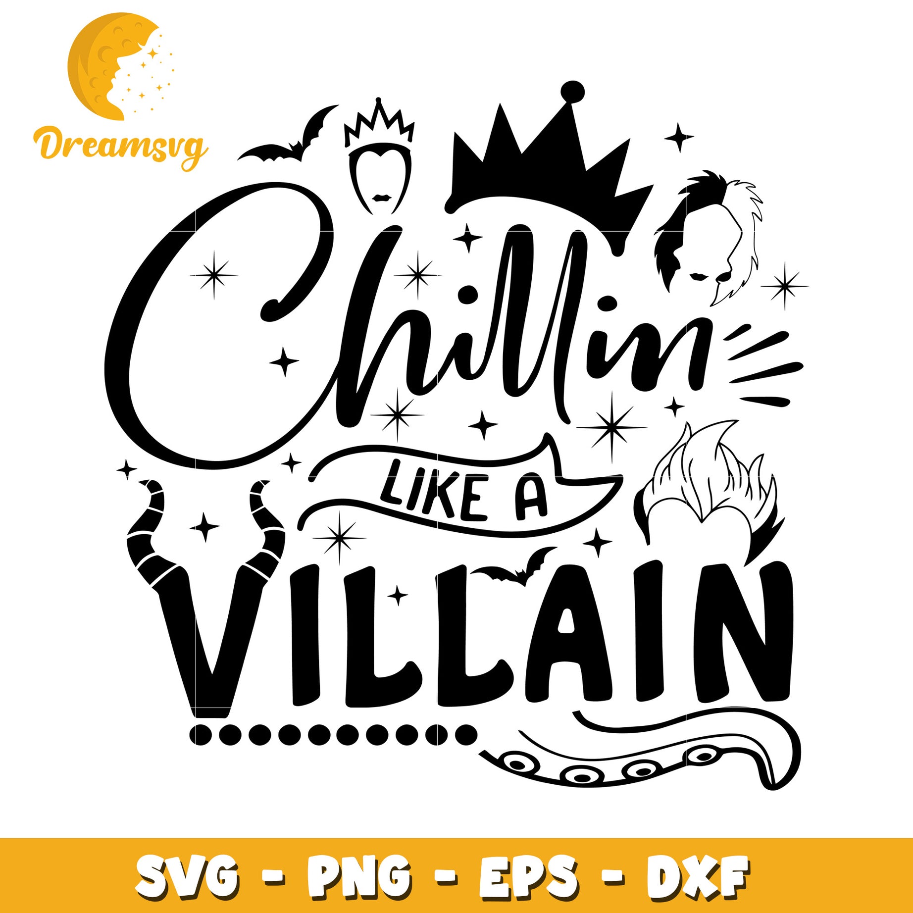 Disney witches queen chillin svg, Disney friends halloween vibes svg