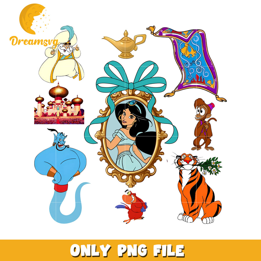 Disney aladin characters design png, jasmine pincess png, disney movie png