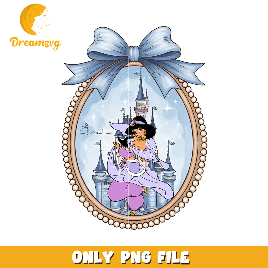 Disney aladin movie picture frame design png, pincess png, disney movie png