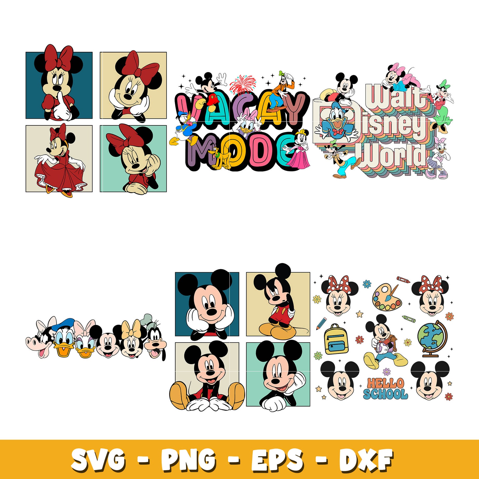 Mickey minie mouse and friens head  bundle svg, Disney svg, Digital download  