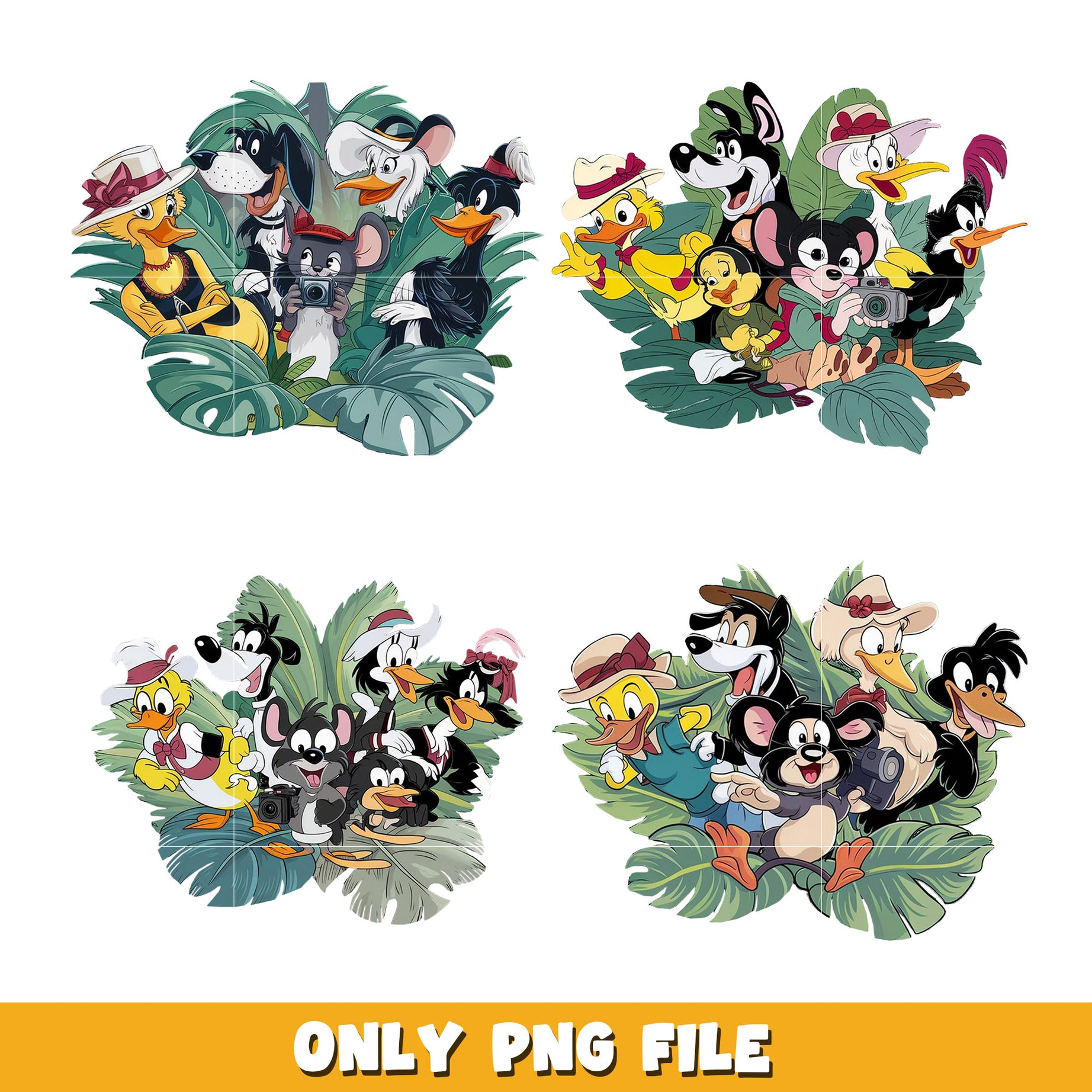 Disney animal embroidery bundle png,  Disney cartoon png, Digital download 