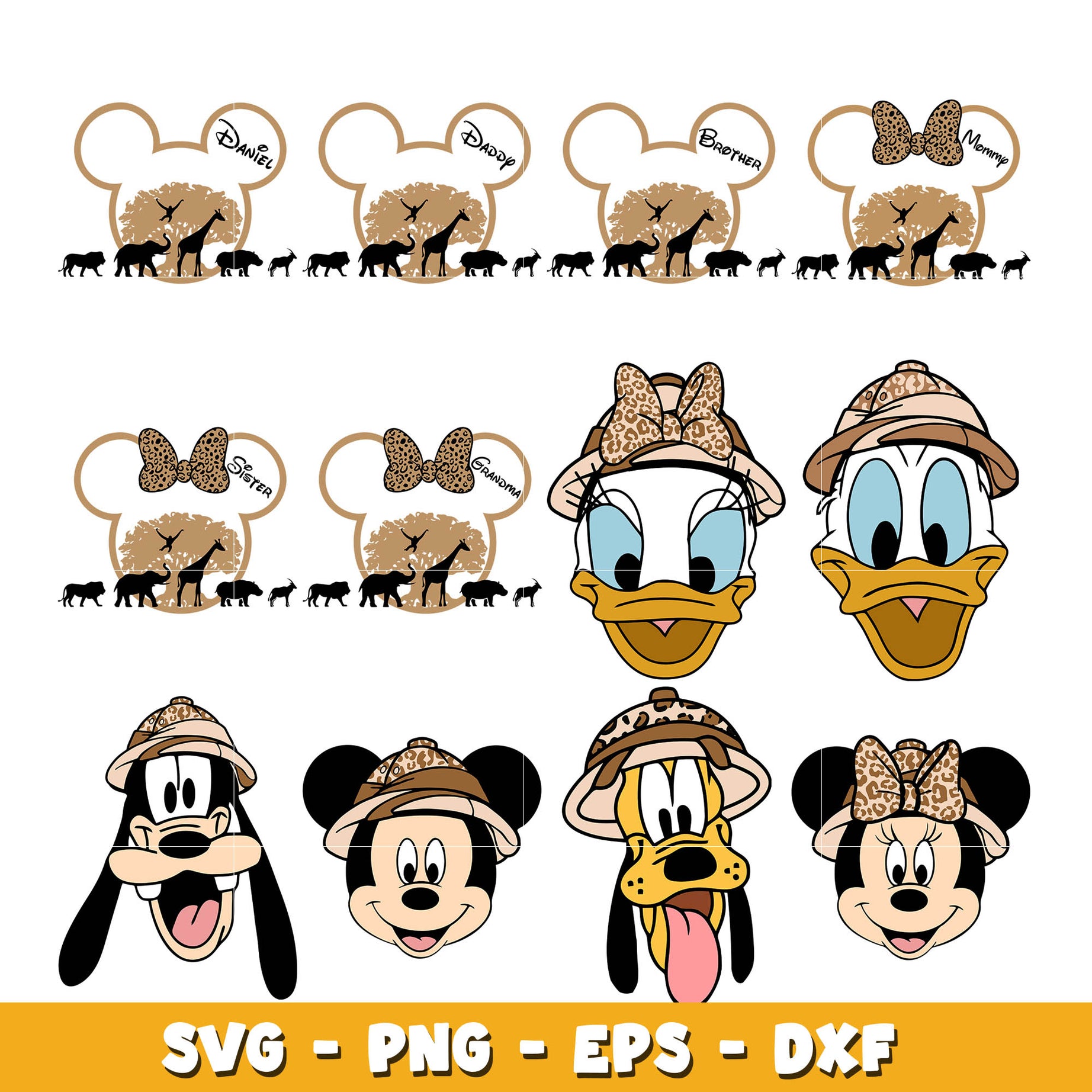 Mickey Minnie And friends head Animal Kingdom  bundle svg, Disney svg, Digital download 