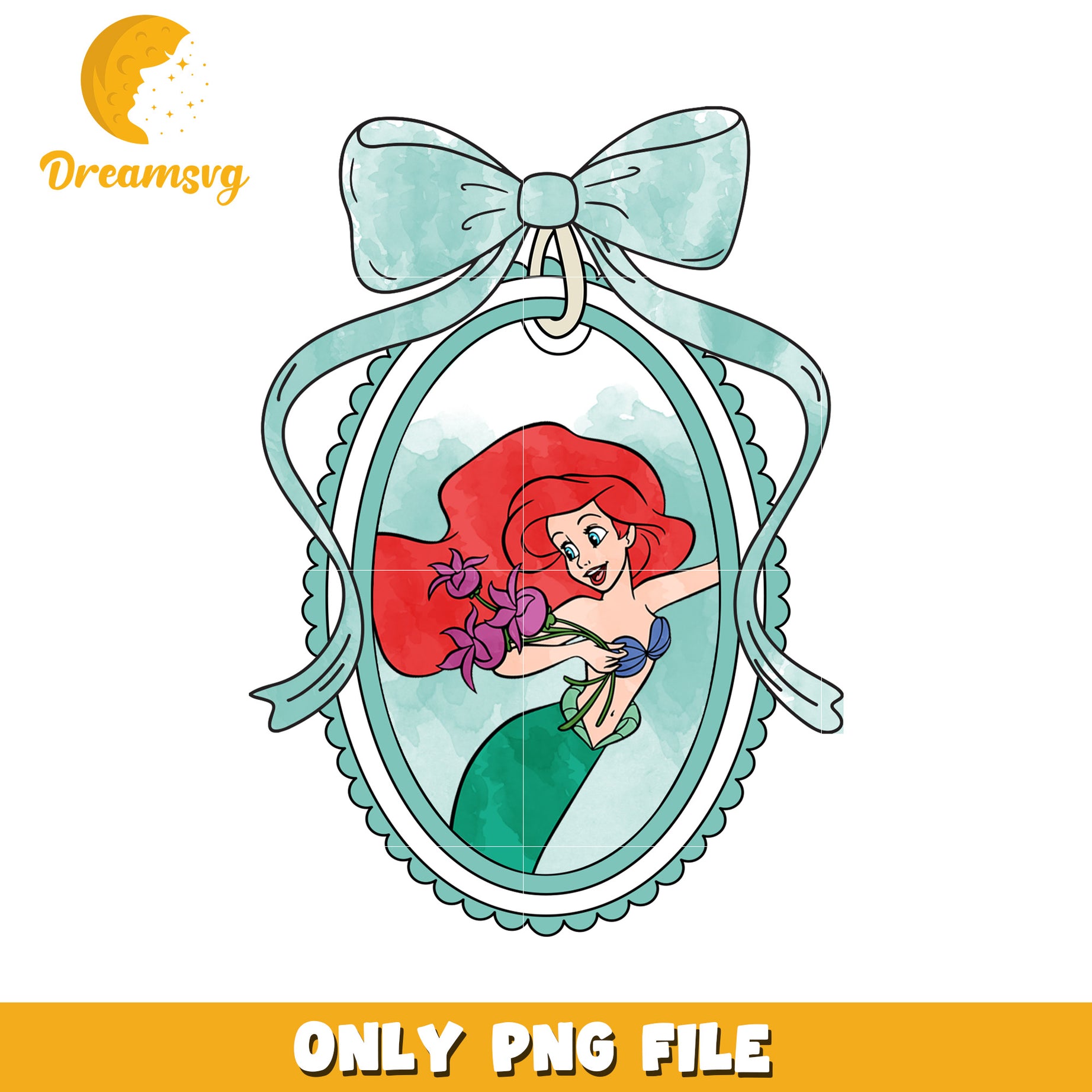 Disney ariel movie picture frame design png, pincess png, disney movie png