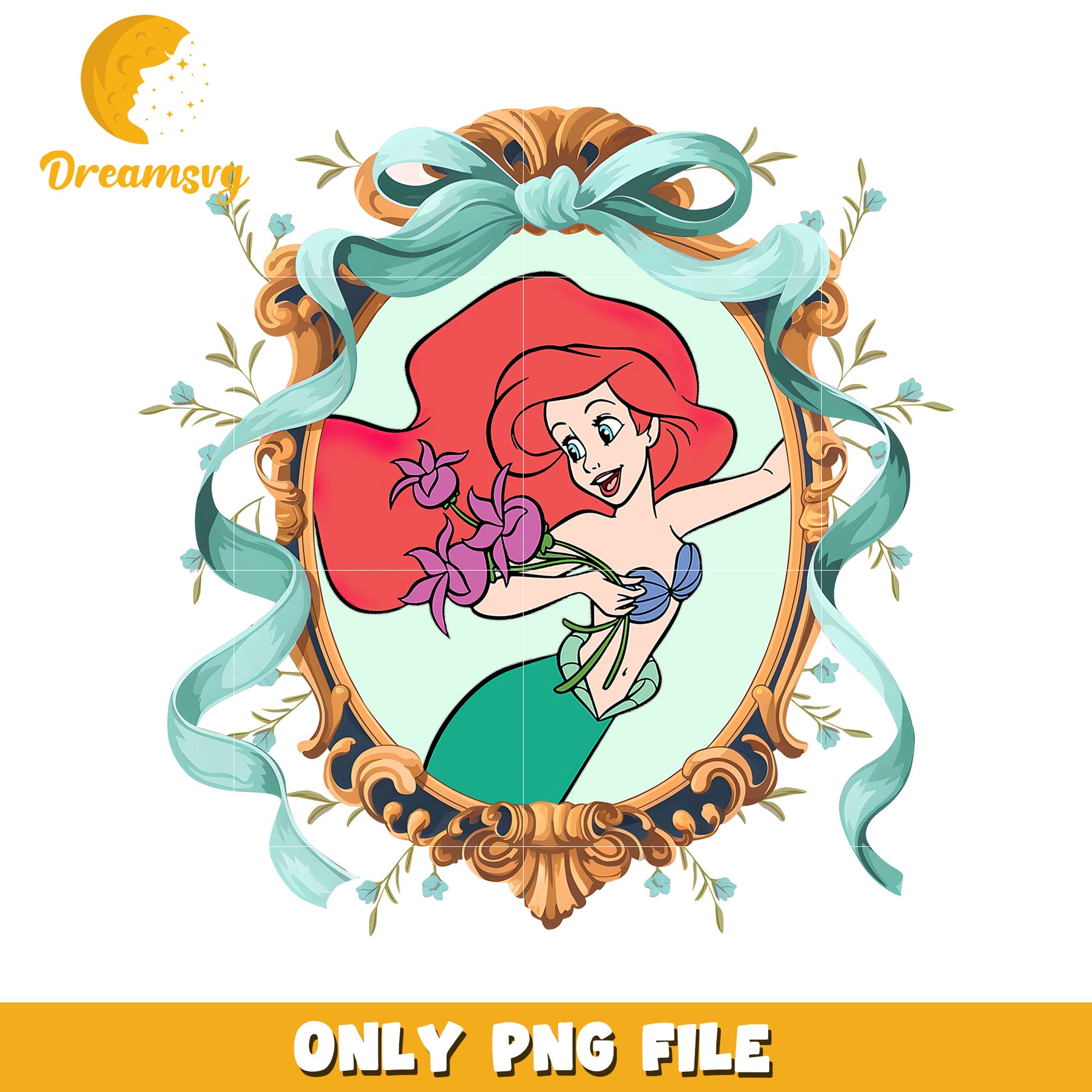Disney ariel princess mirror coquette bow png, disney princess png, disney cartoon png