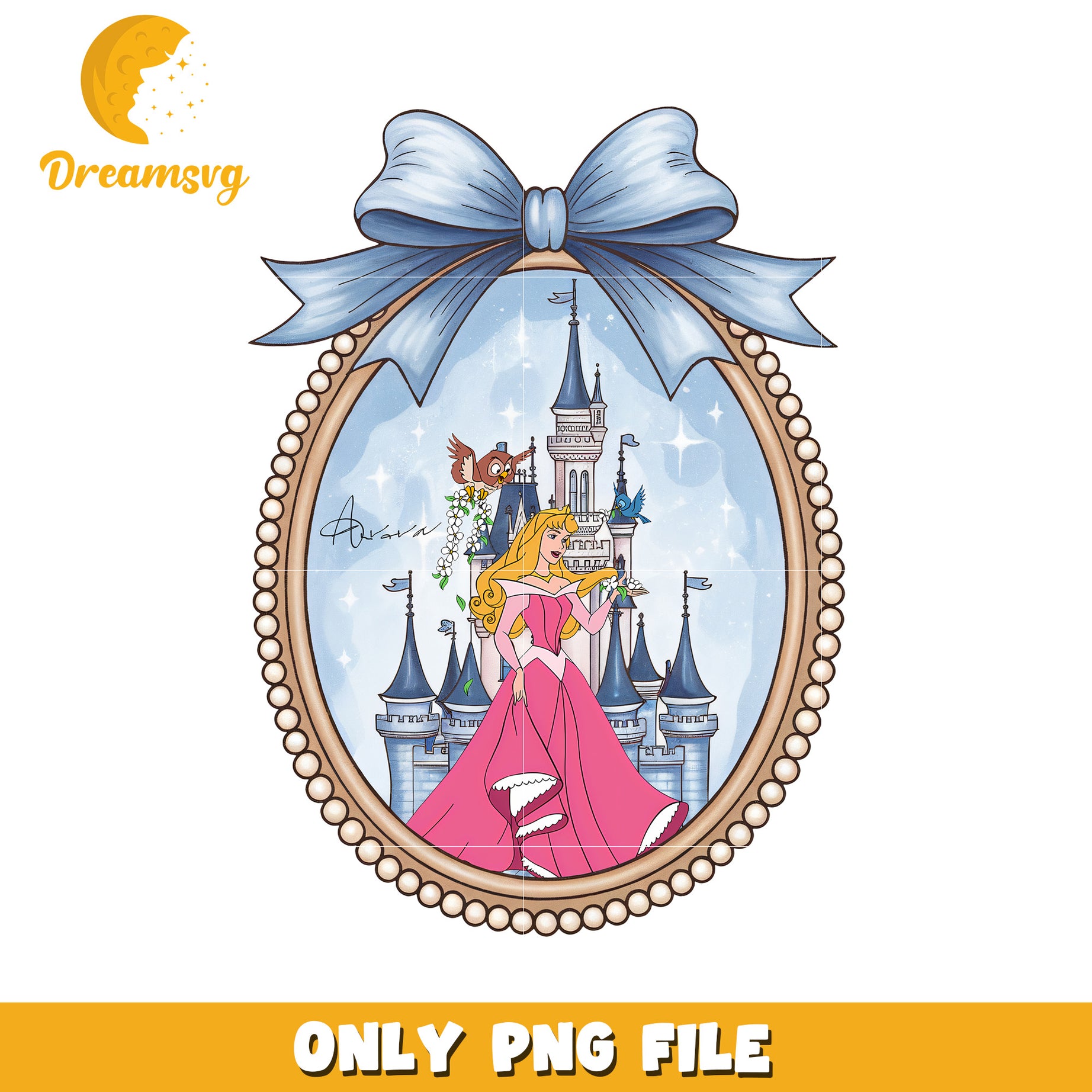 Disney aurora movie picture frame design png, pincess png, disney movie png