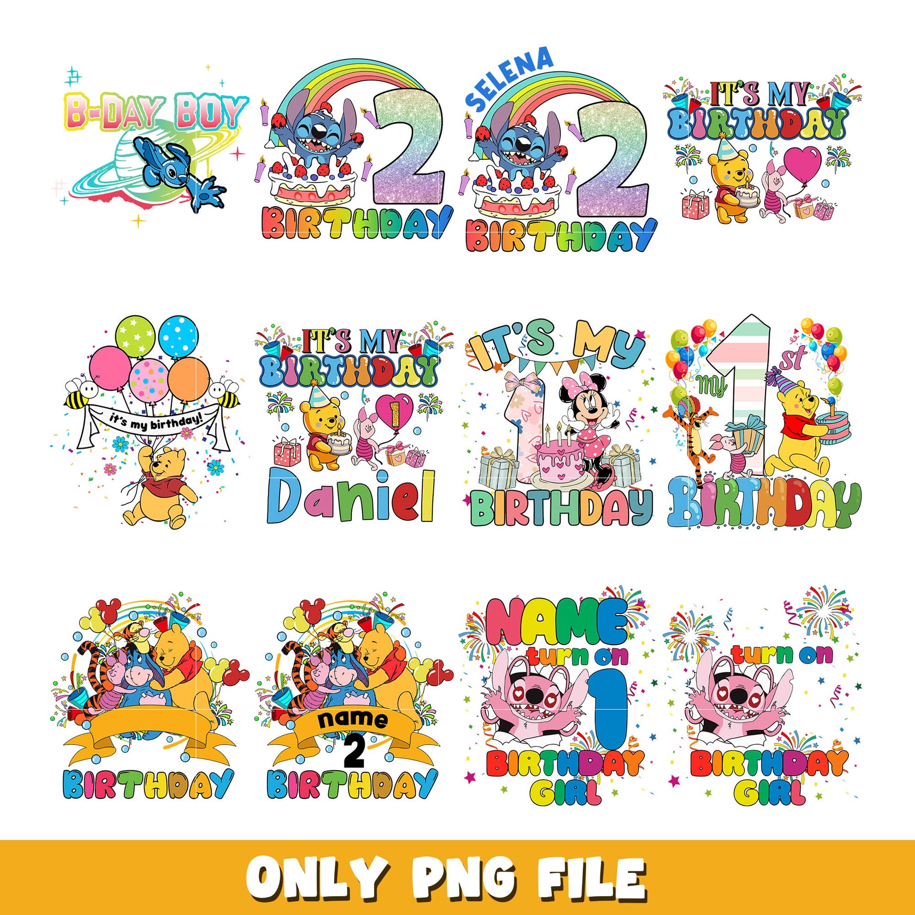 Disney Mickey friends birthday png bundle, Disney birthday png, disney png