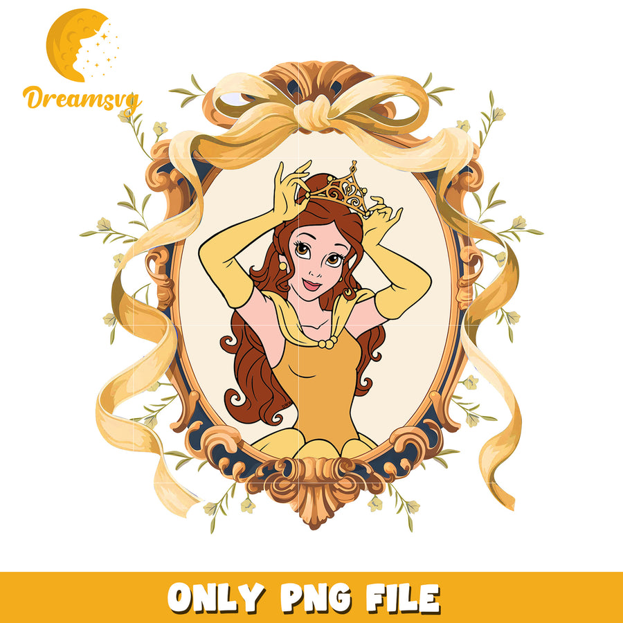 Disney belle beauty and the beast princess mirror coquette bow png, disney princess png, disney cartoon png