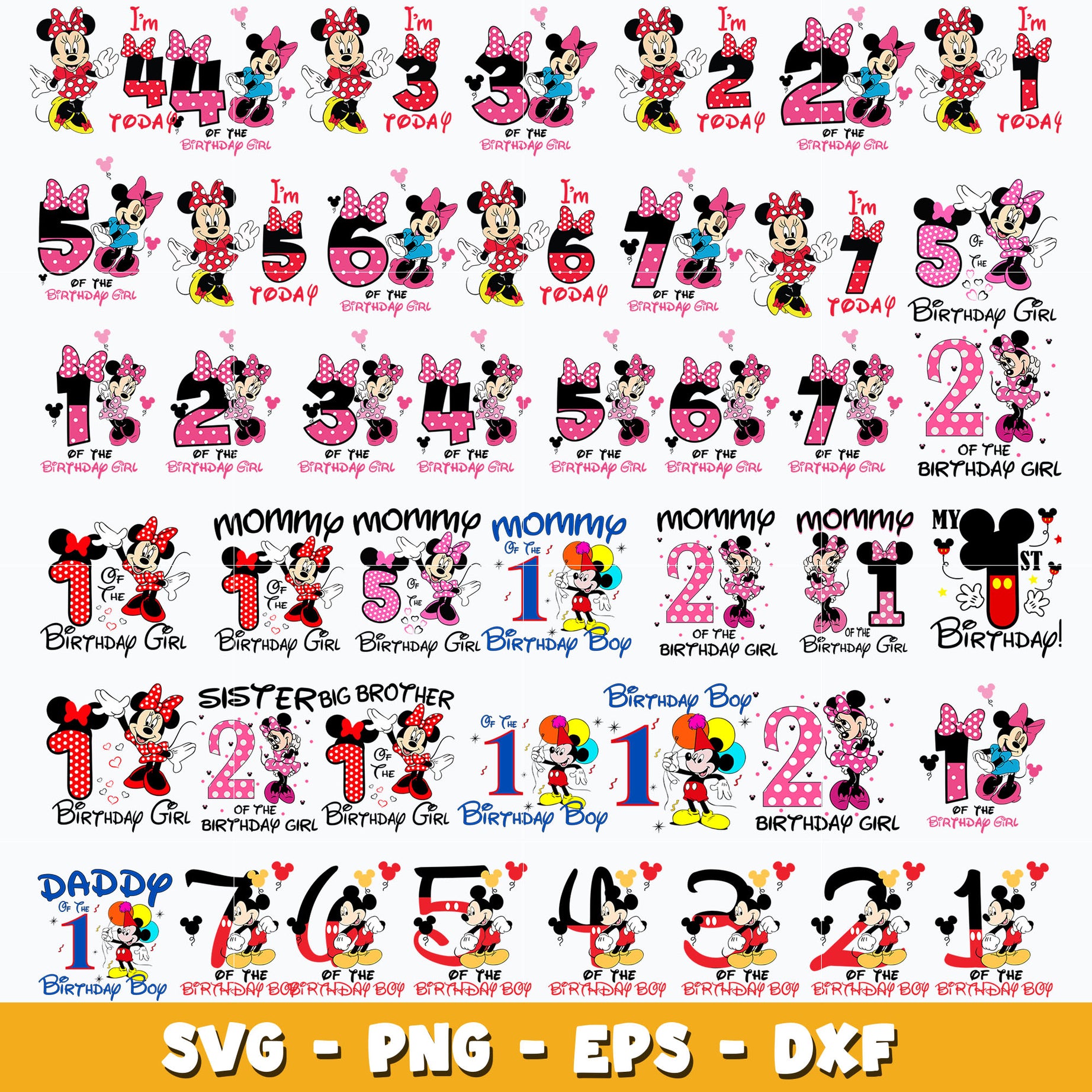 Mickey minnie birthday bundle svg, Disney svg, Digital download