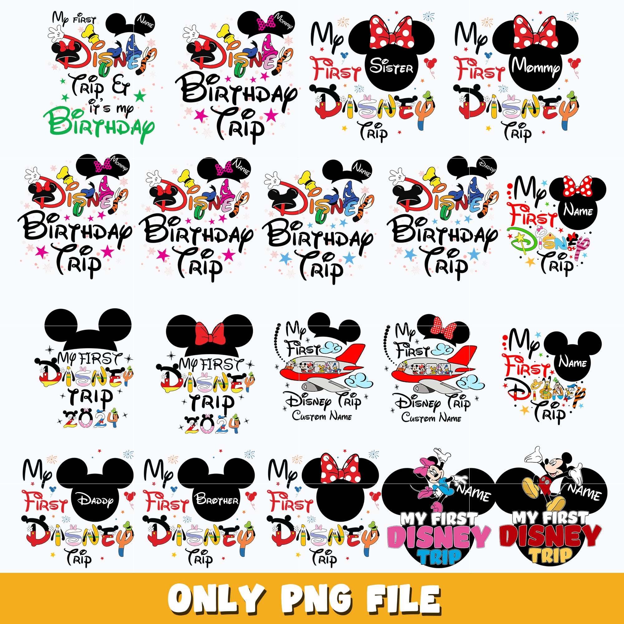 Disney birthday trip bundle png, Disney png, Digital download ...