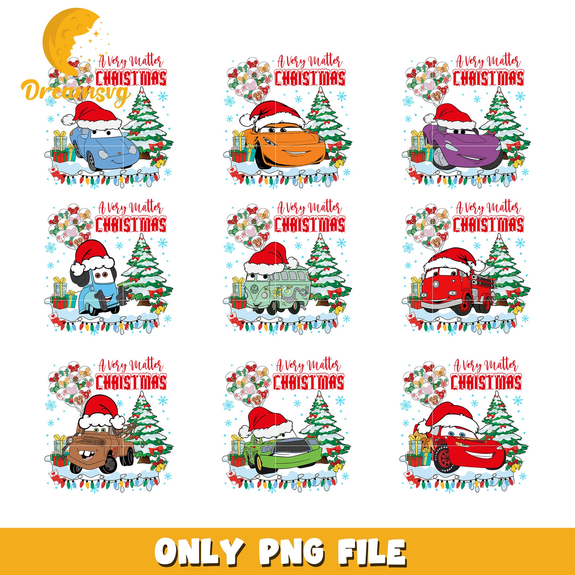 Disney cars a verry matters christmas bundle png, disney cars christmas​ png