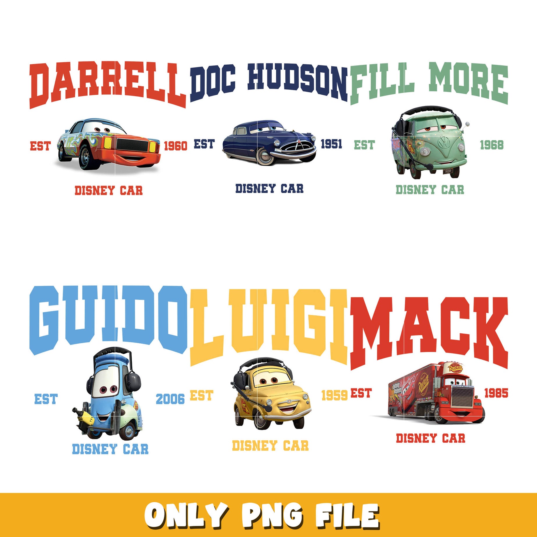 Disney mcqueen friends car est png bundle, Disney car png, disney png