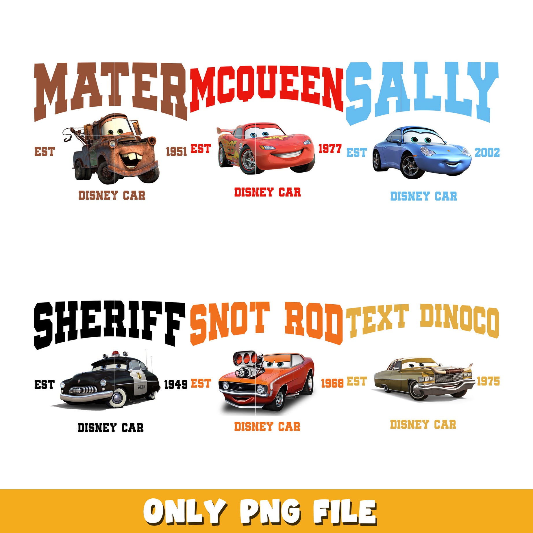  Disney Cars Classic Stickers bundle png, Cars png, Disney cartoon png, Digital download  