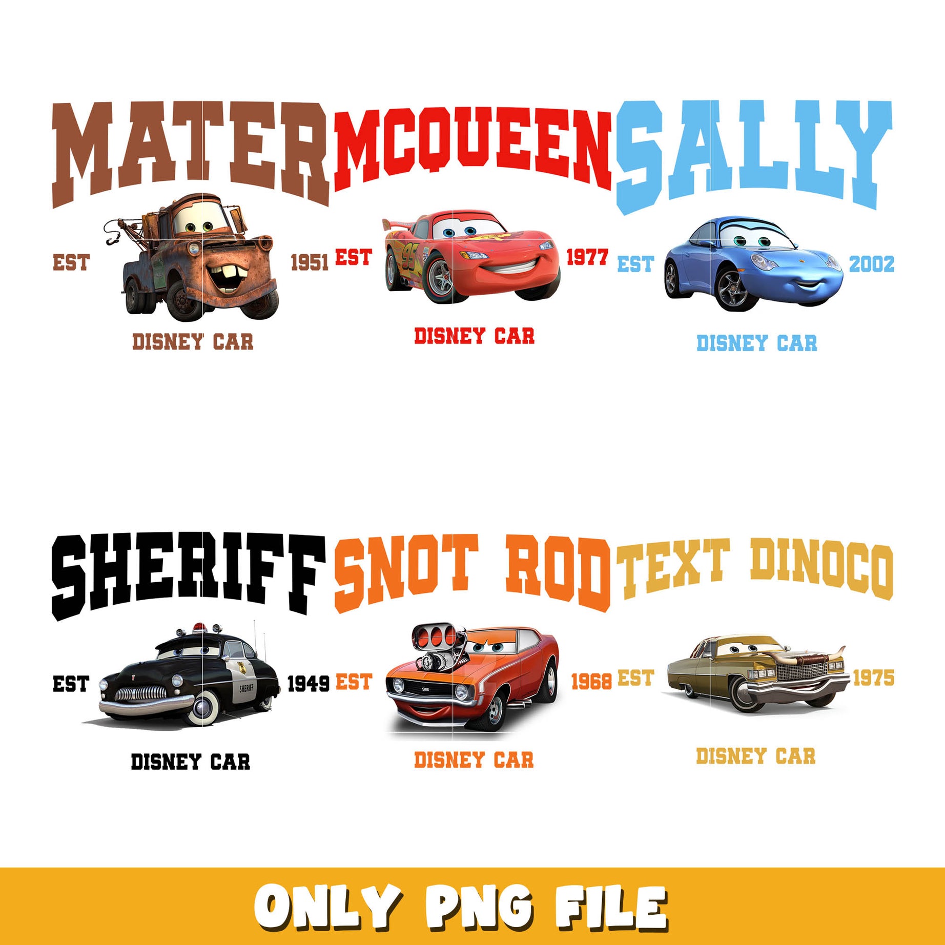 Mcqueen friends car est png bundle, Disney car png, disney png