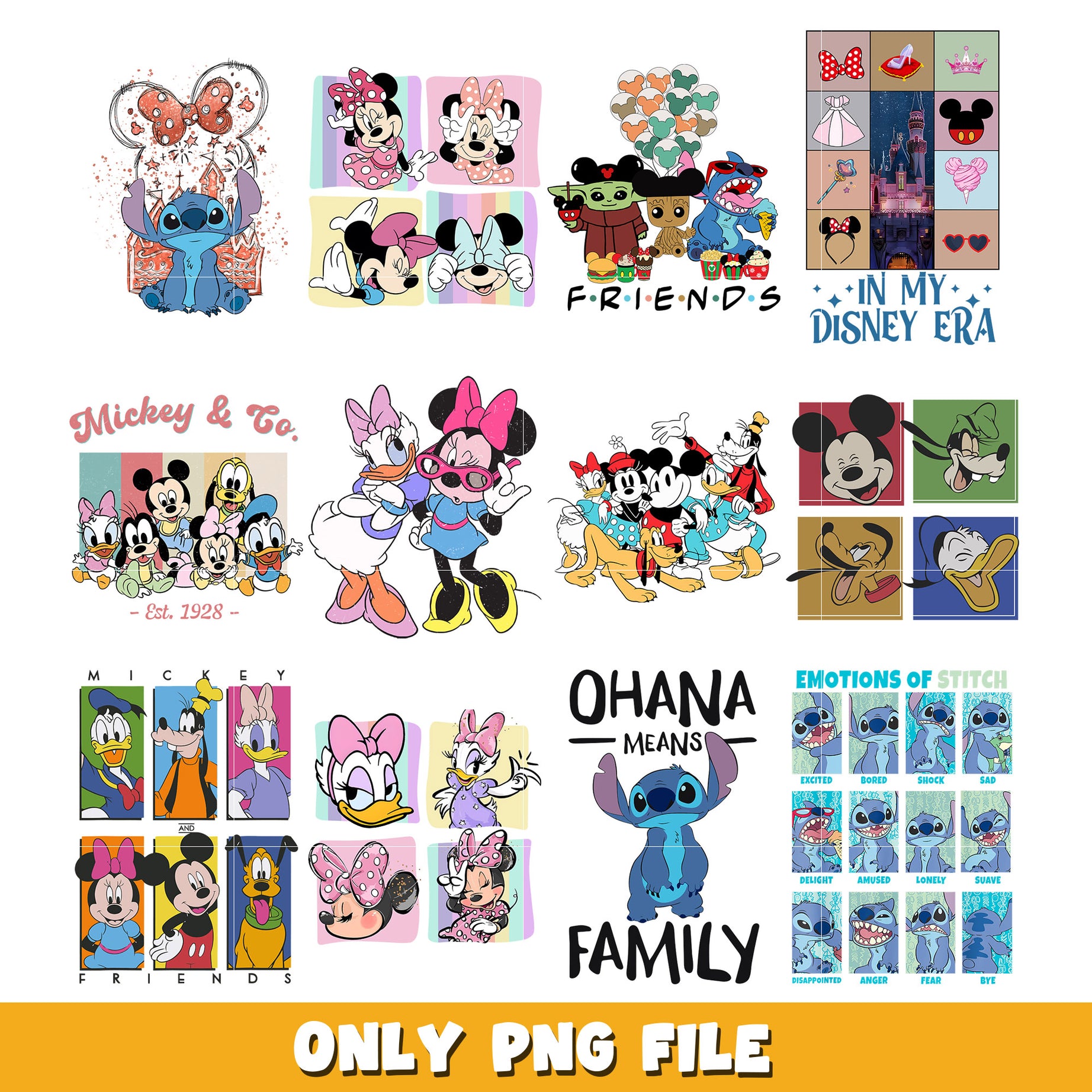 Disney cartoon bundle png, Disney cartoon png, Digital download 