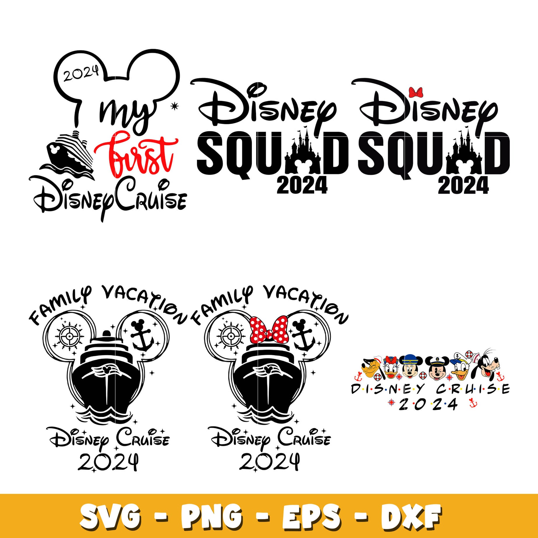 Mickey family vacation disney cruise 2024 bundle svg, Disney svg, Digital download 