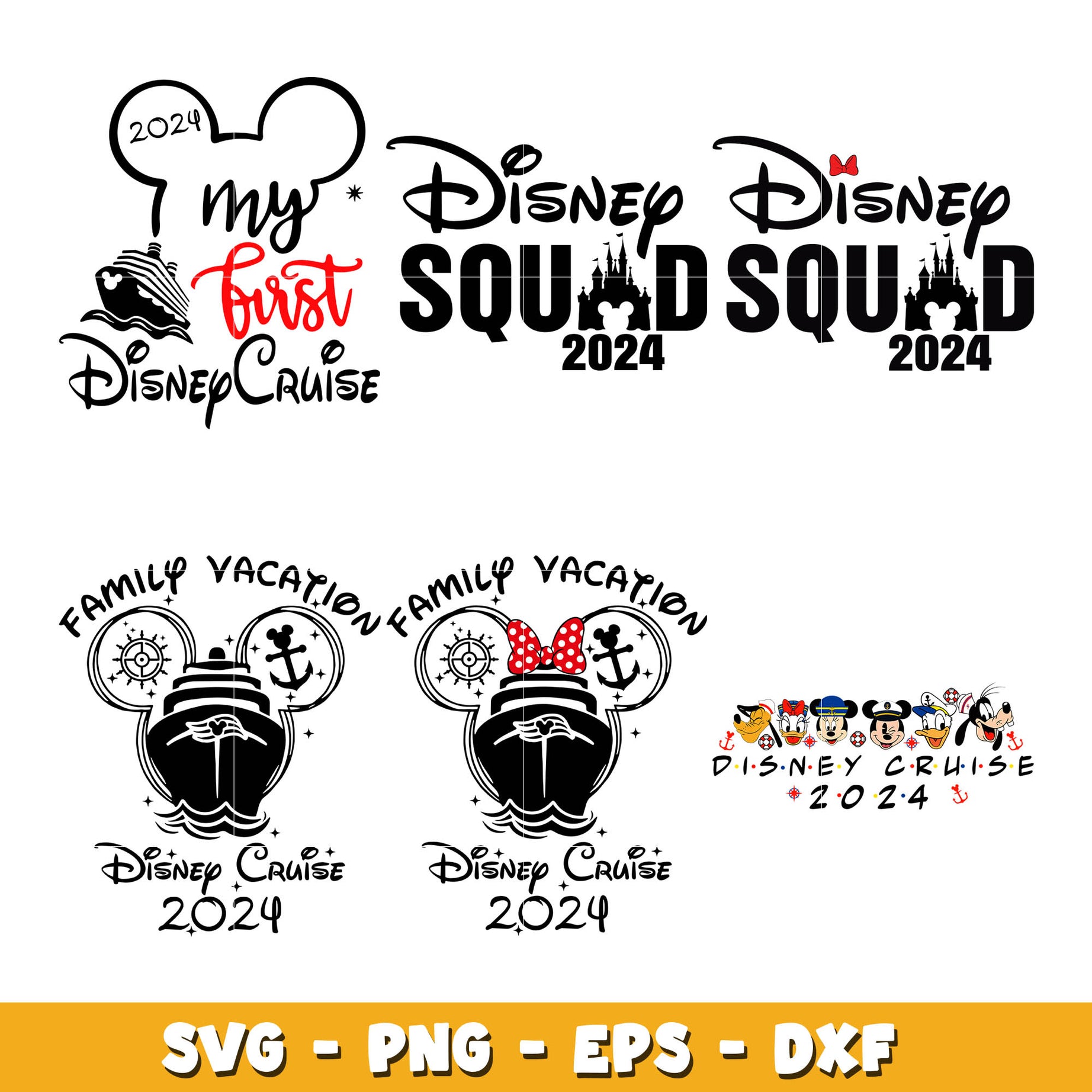 Disney mickey head squad 2024 svg bundle, Disney squad svg, Disney svg