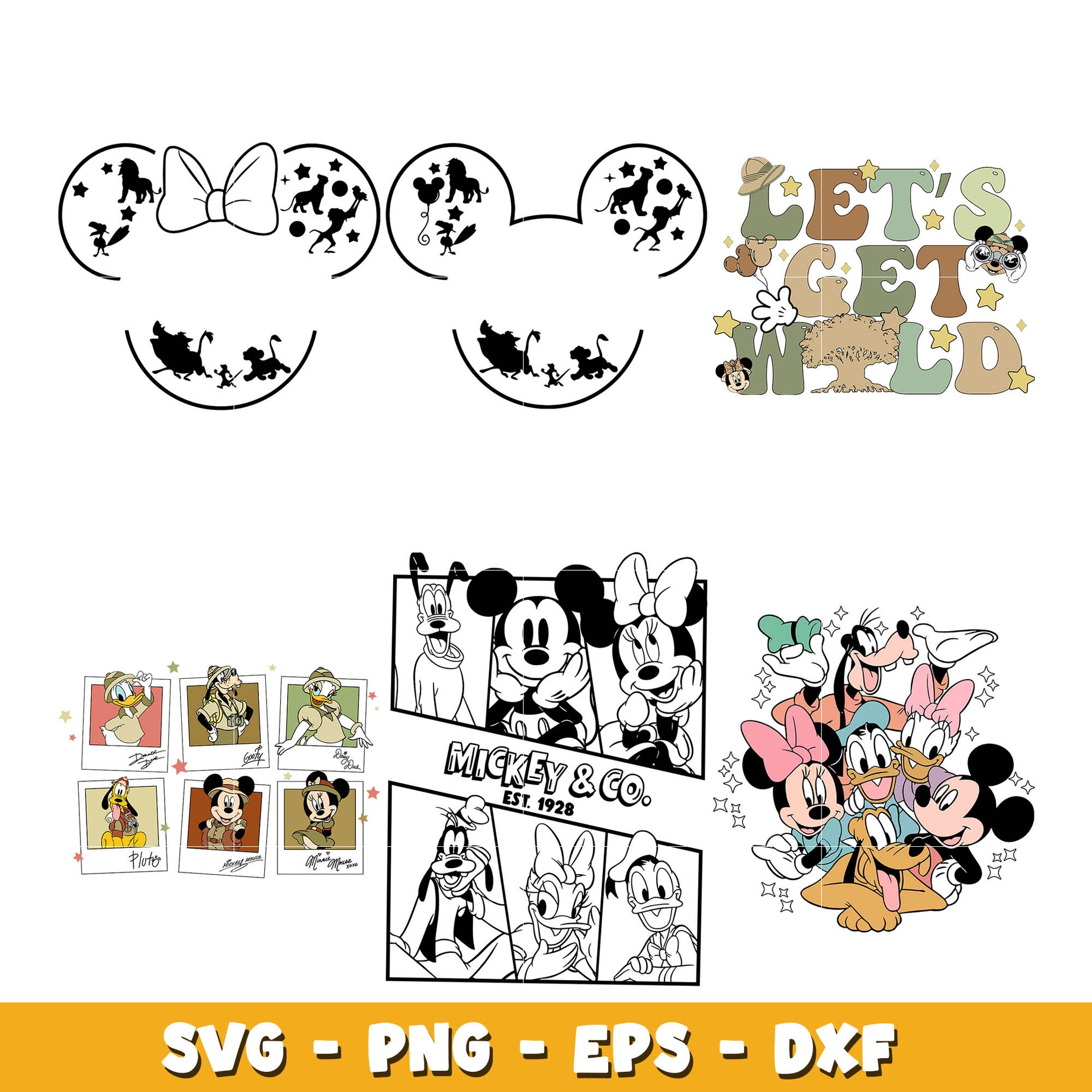 Mickey And Friends Classic bundle svg, Disney svg, Digital download 