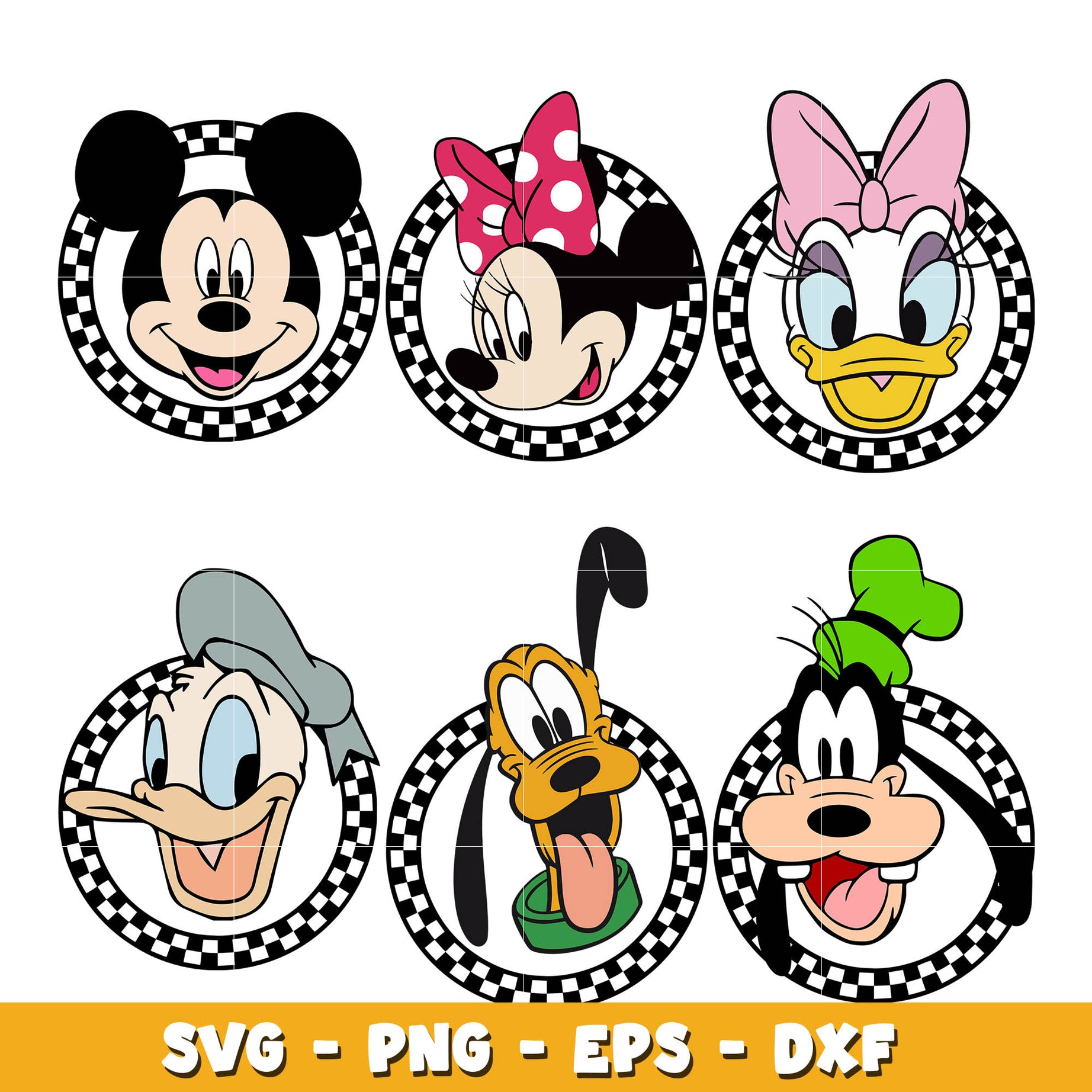 Bundle Checkered Mickey and Friends disney bundle svg, Disney svg, Digital download 