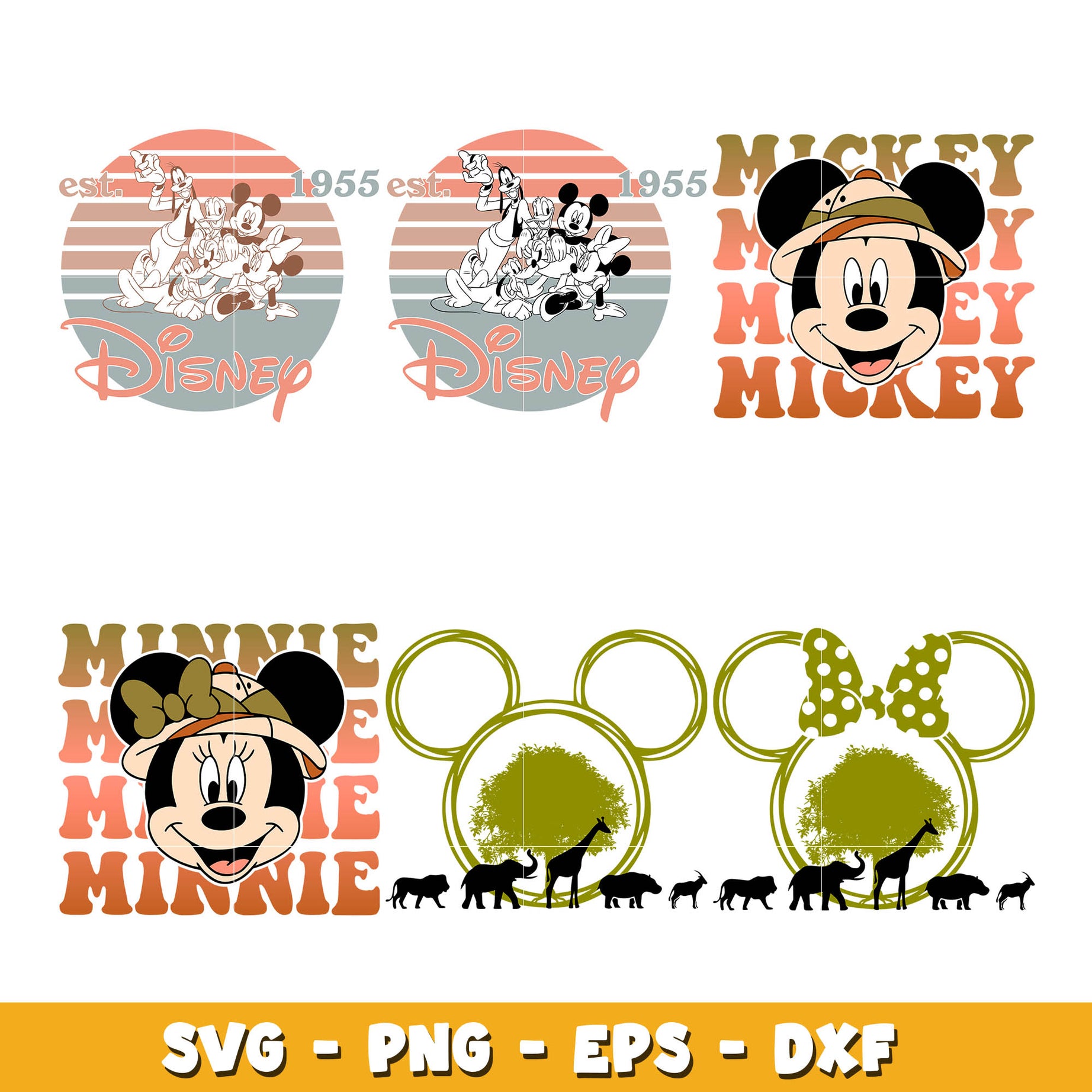 Mickey head wild animal  bundle svg, Disney svg, Digital download 