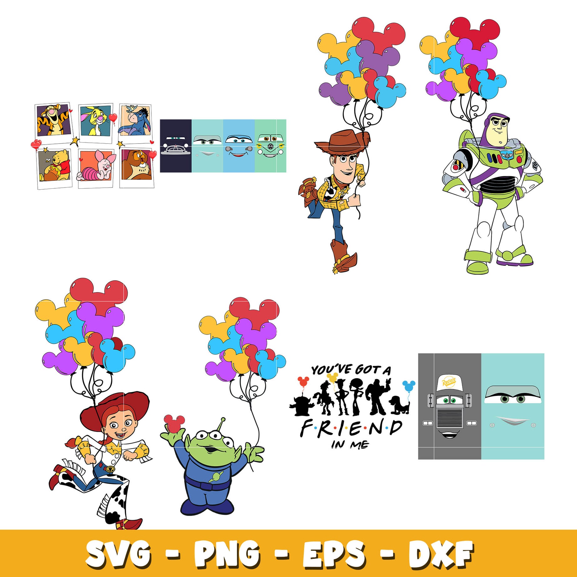 Toy Story Balloon bundle svg,  Disney cartoon svg, Digital download  