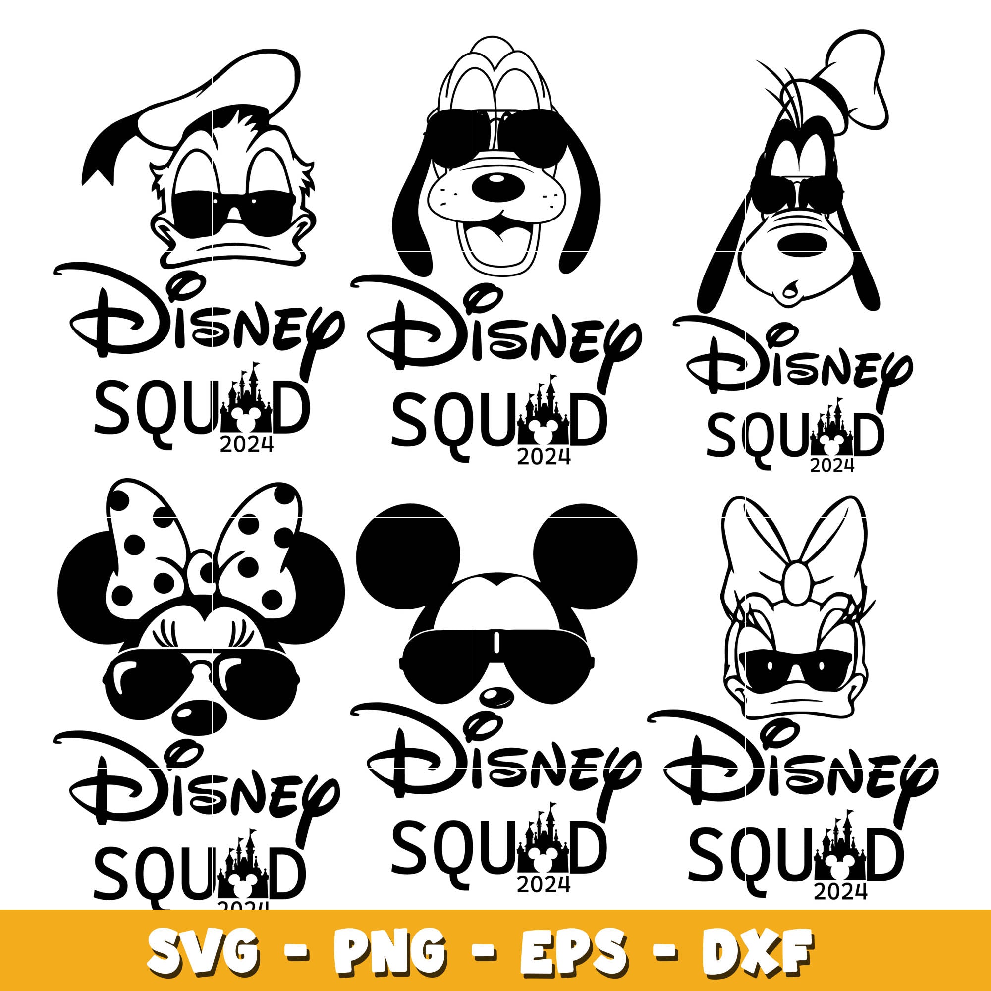 Mickey And Friend Head Disney Squad bundle svg, Disney svg, Digital do ...