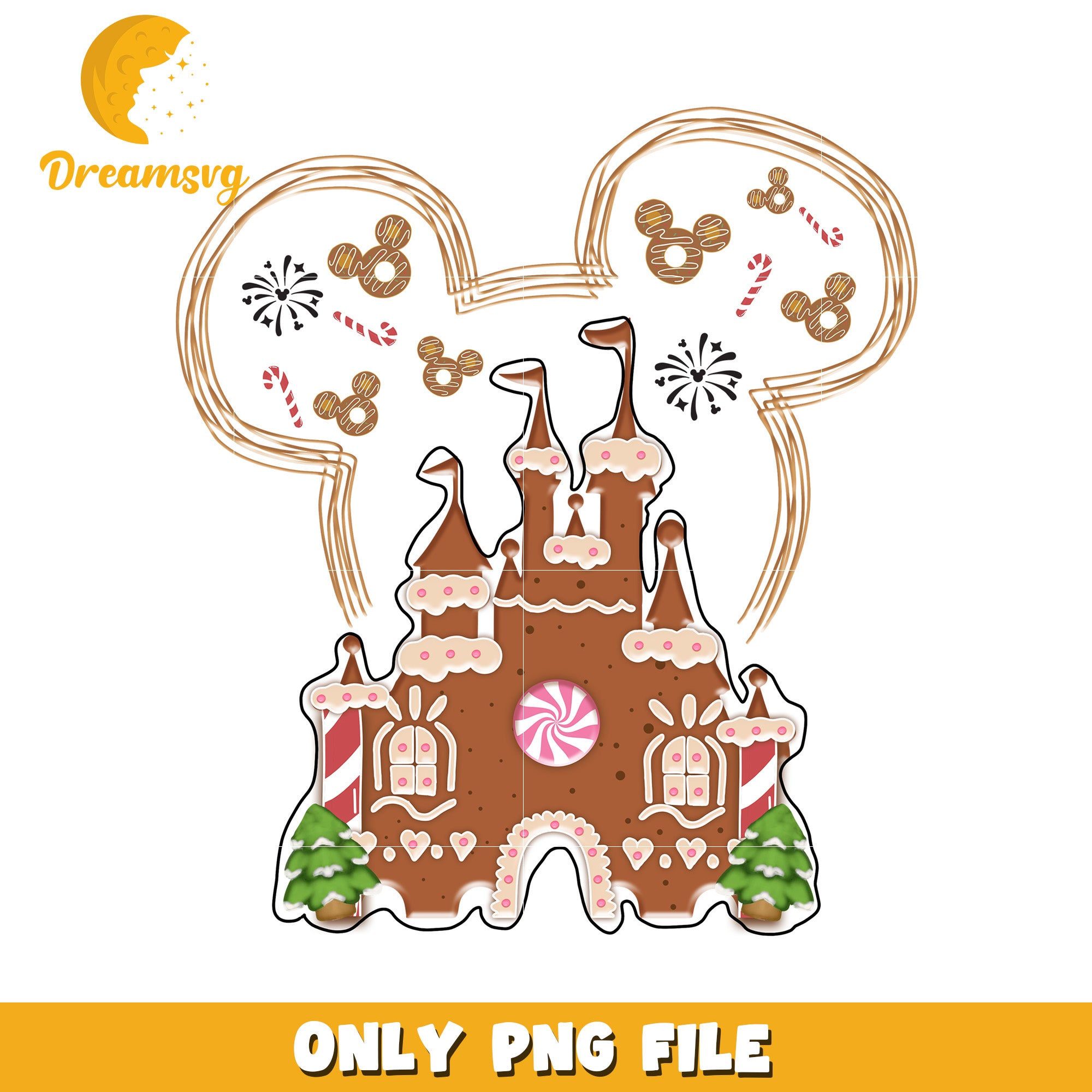 Disney castle mickey png, disney cozy png, holiday glow png