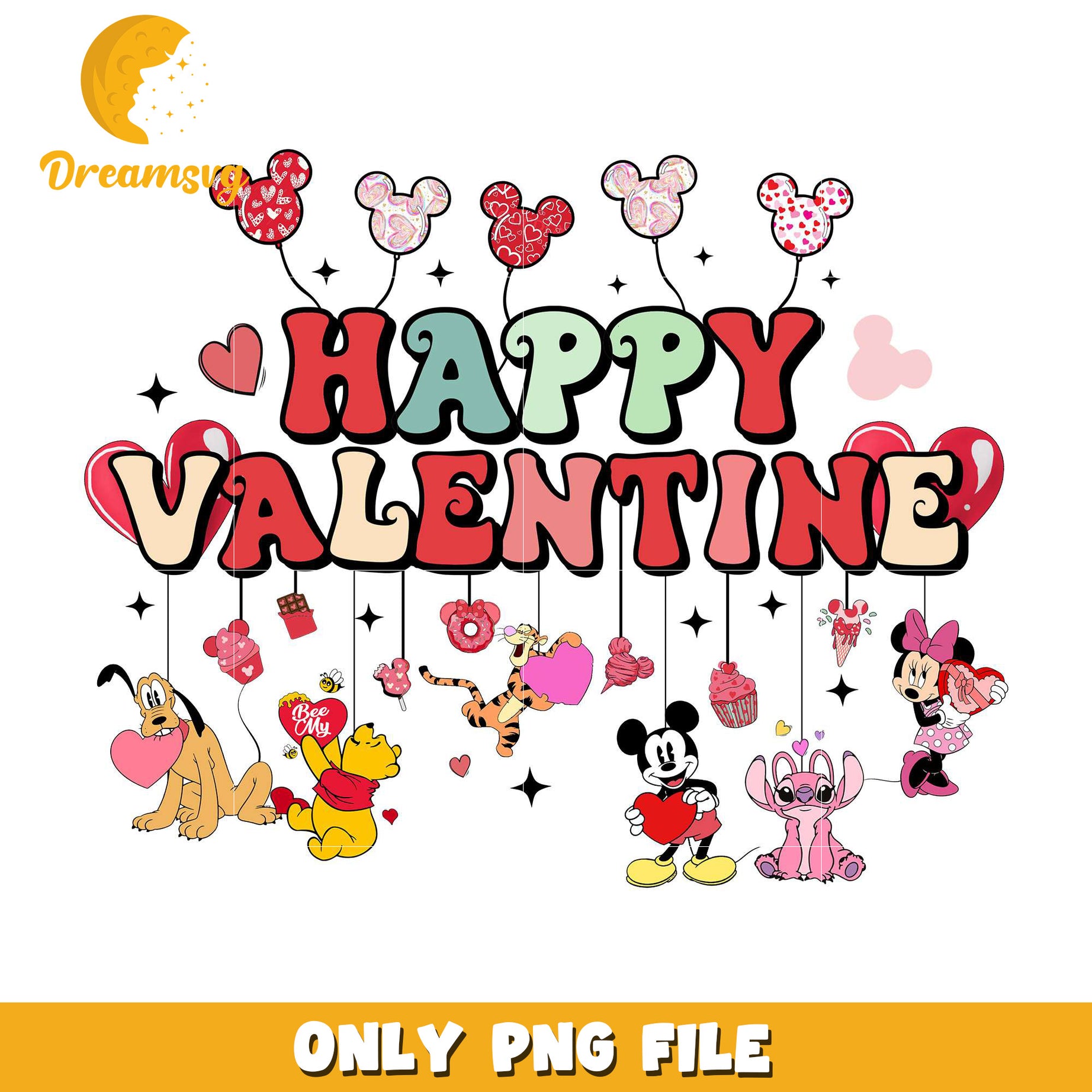 Disney character happy valentine png, disney valentine png